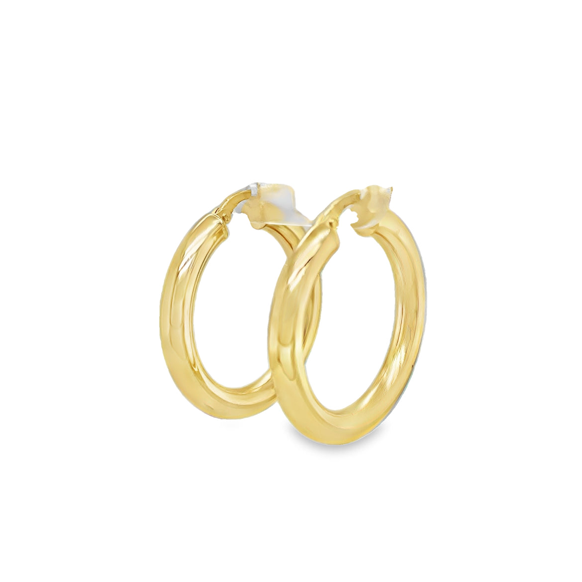 Side view of Small 14k Yellow Gold Hoops Earrings 2.00 mm Thickness
