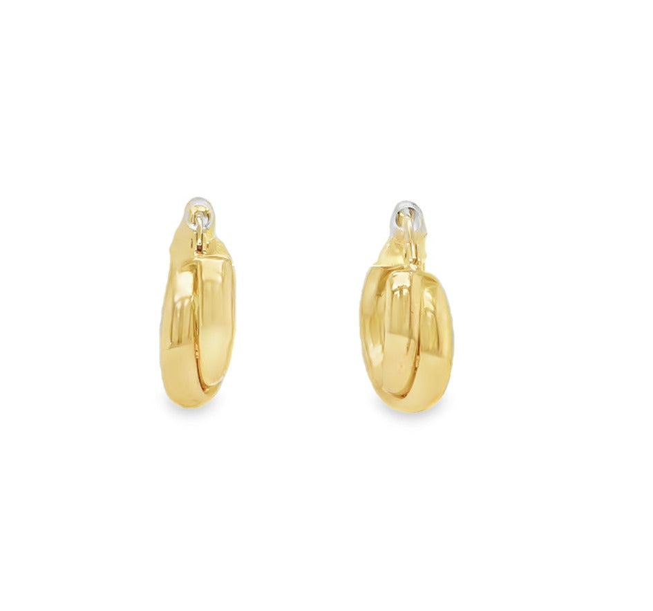 Indulge in luxury with our Double Twisted Italian Gold Hoops Earrings. Crafted from 14k yellow gold, these hoops feature a unique double twist design that adds depth and dimension. At 5.50 mm wide and a perfect 14.00 mm size, these earrings offer a sophisticated touch to any outfit. Elevate your style with these exclusive and elegant earrings.