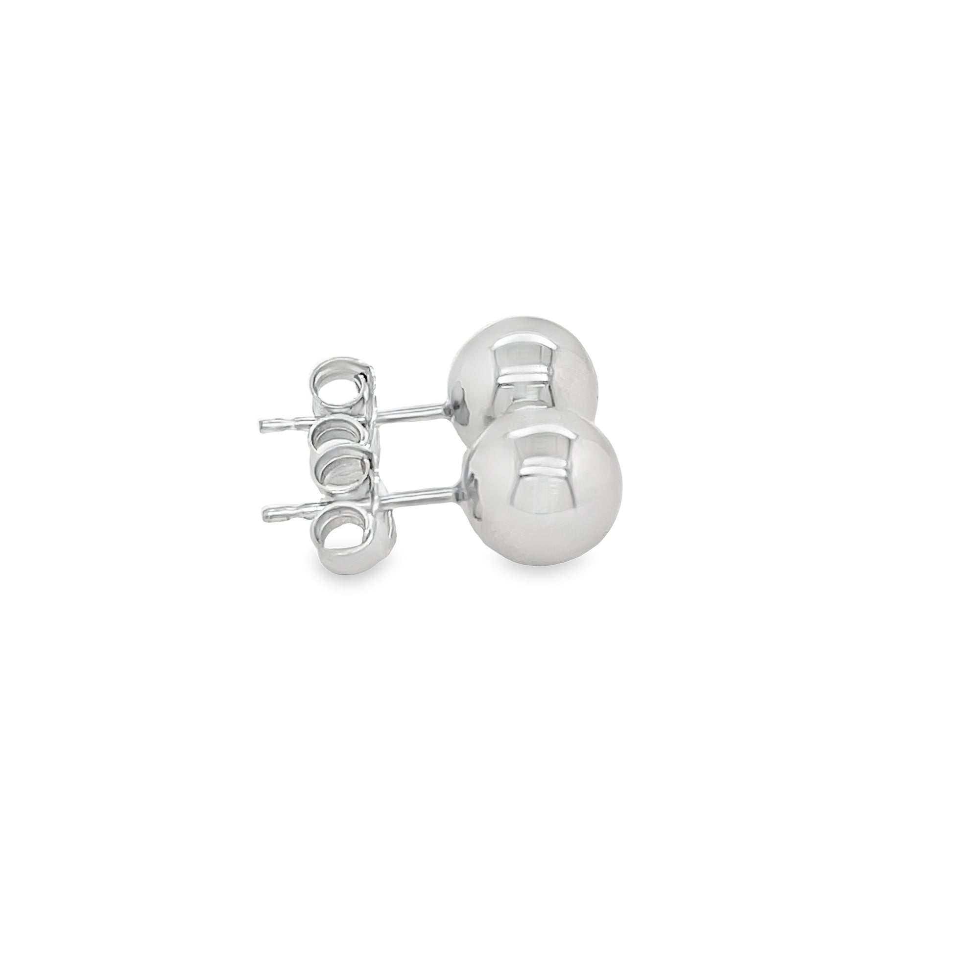 14k White Gold Ball Stud Earrings 8.00 mm Profile View