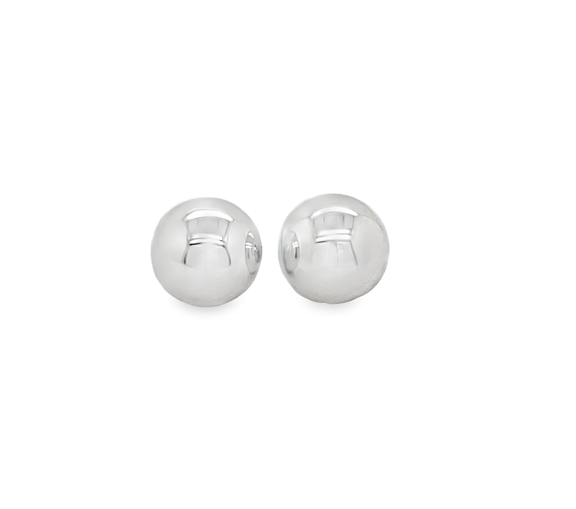 14k White Gold Ball Stud Earrings 8.00 mm Front view