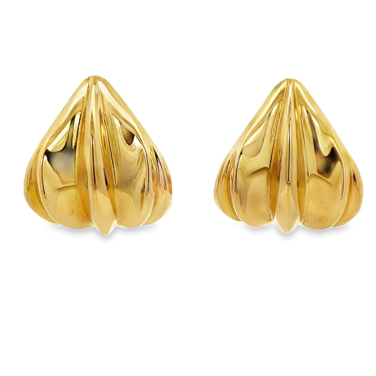 Front view of 14k Yellow Gold Italian Made Large Yellow Gold Fancy Earrings 