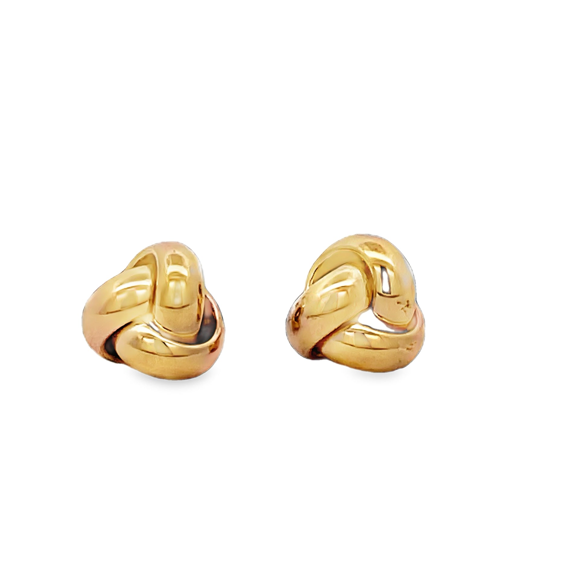 Front view of 14k Italian Yellow Gold Love Knot Stud Earrings 10.00 mm 