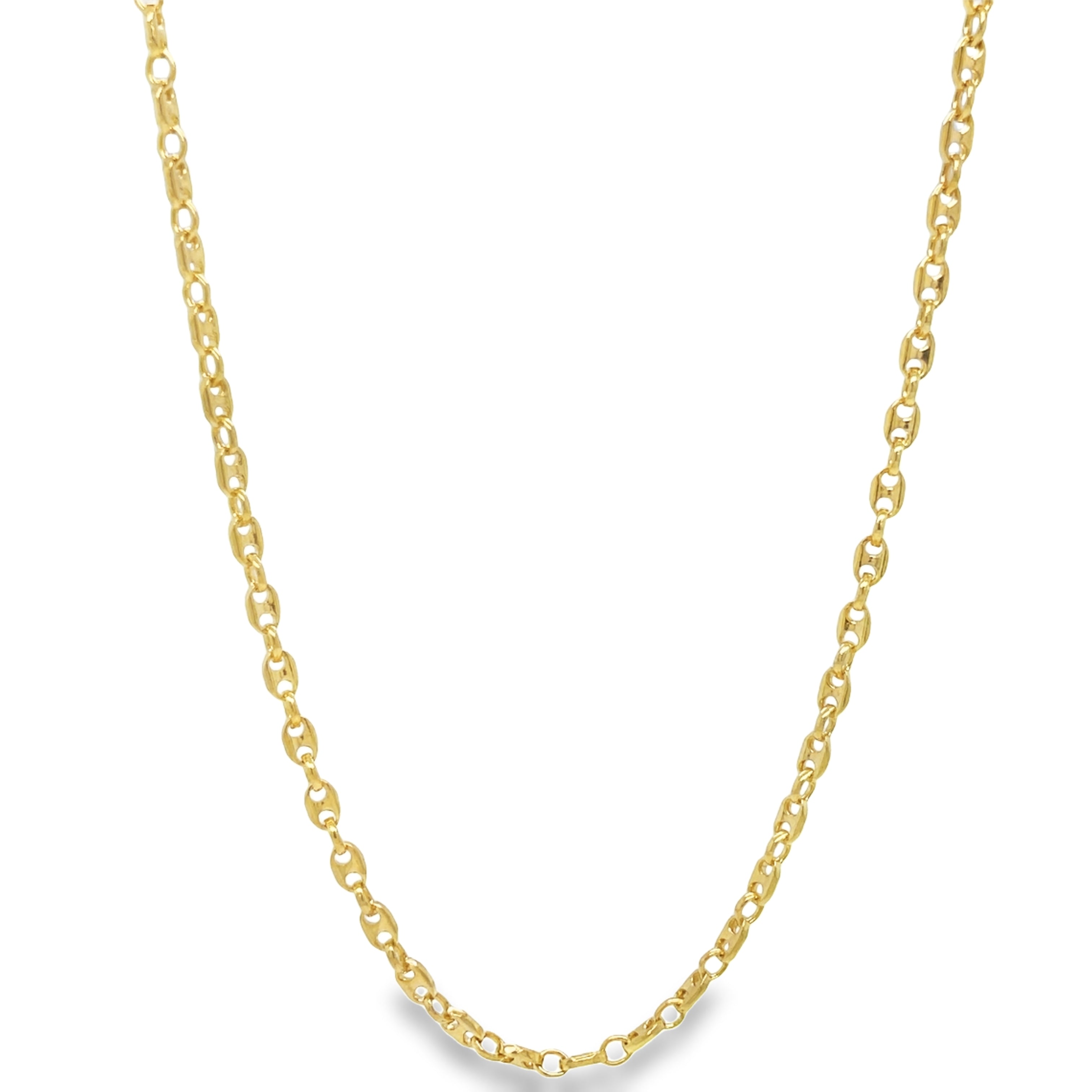 <p><span style="font-size: 0.875rem;">This classic 14K yellow gold mini mariner link necklace measures 16" in length and 2.50 mm in thickness. It also features a lobster catch for secure fastening. It ensures a timeless and long-lasting look.</span></p> <p>&nbsp;</p>