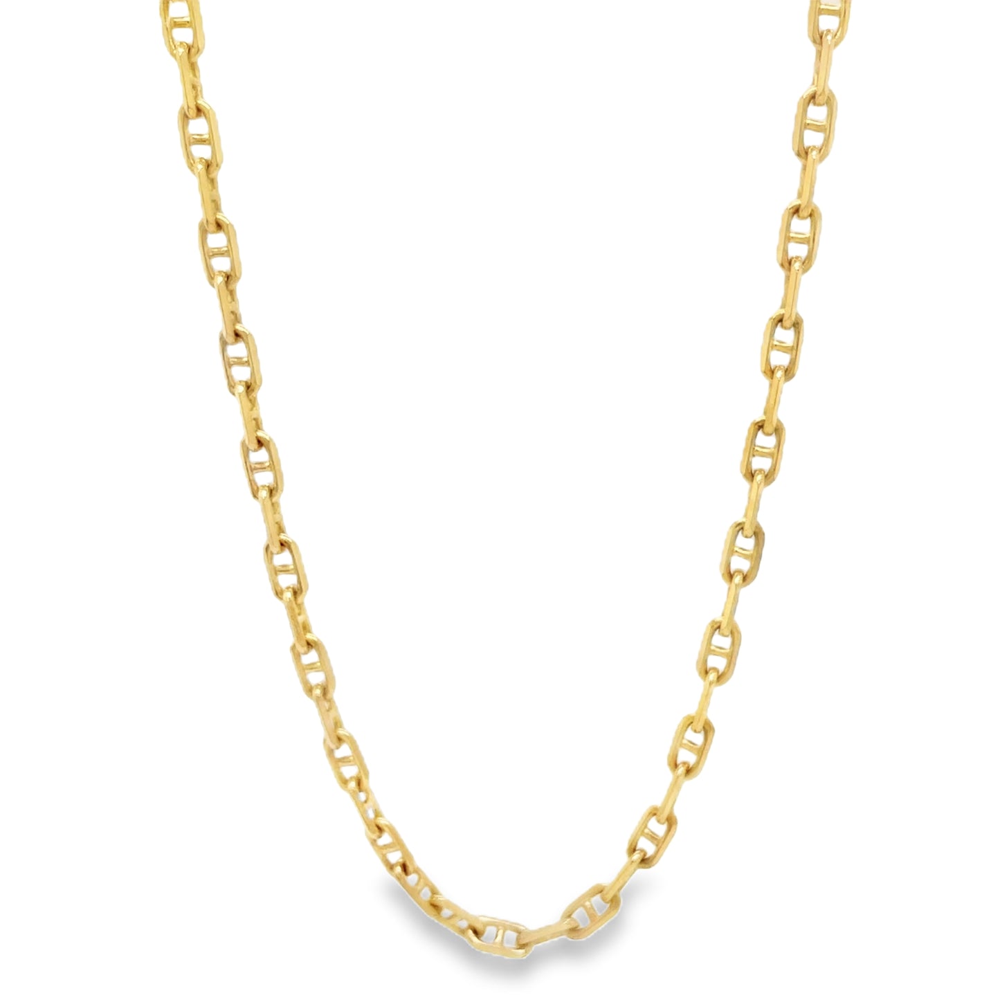 14K Gold Flat Mariner Chain Link Necklace 18" Front view 