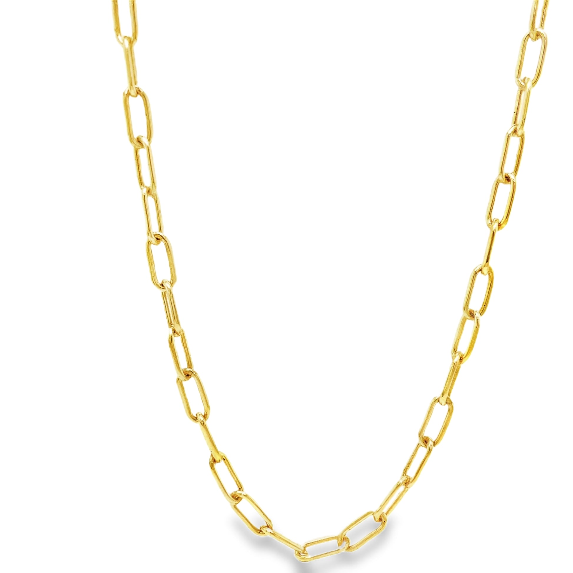14K Italian Solid Gold Fancy Link Chain Necklace 20" Front view 