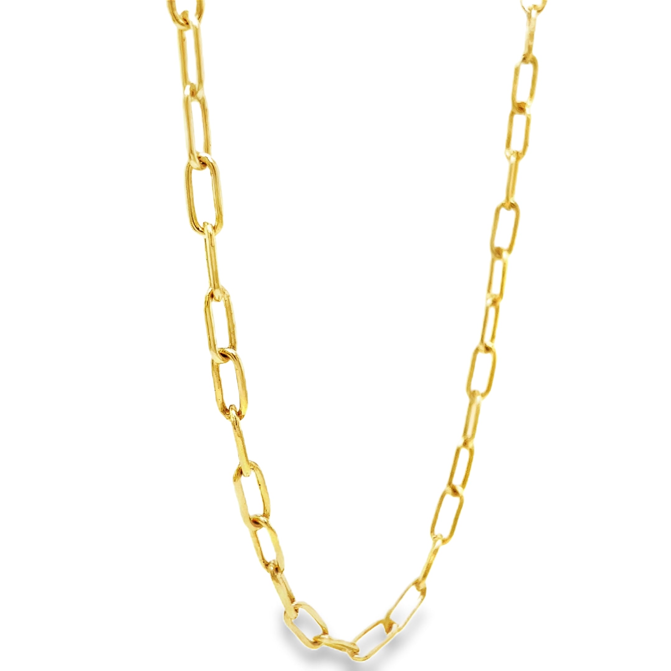 Elevate your style with our 14K Italian Gold Fancy Link Chain Necklace, handmade in Italy for superior quality. Featuring a secure lobster clasp and a versatile 20" length, this open link chain adds a touch of sophistication to any outfit. Make a statement with this timeless piece!

