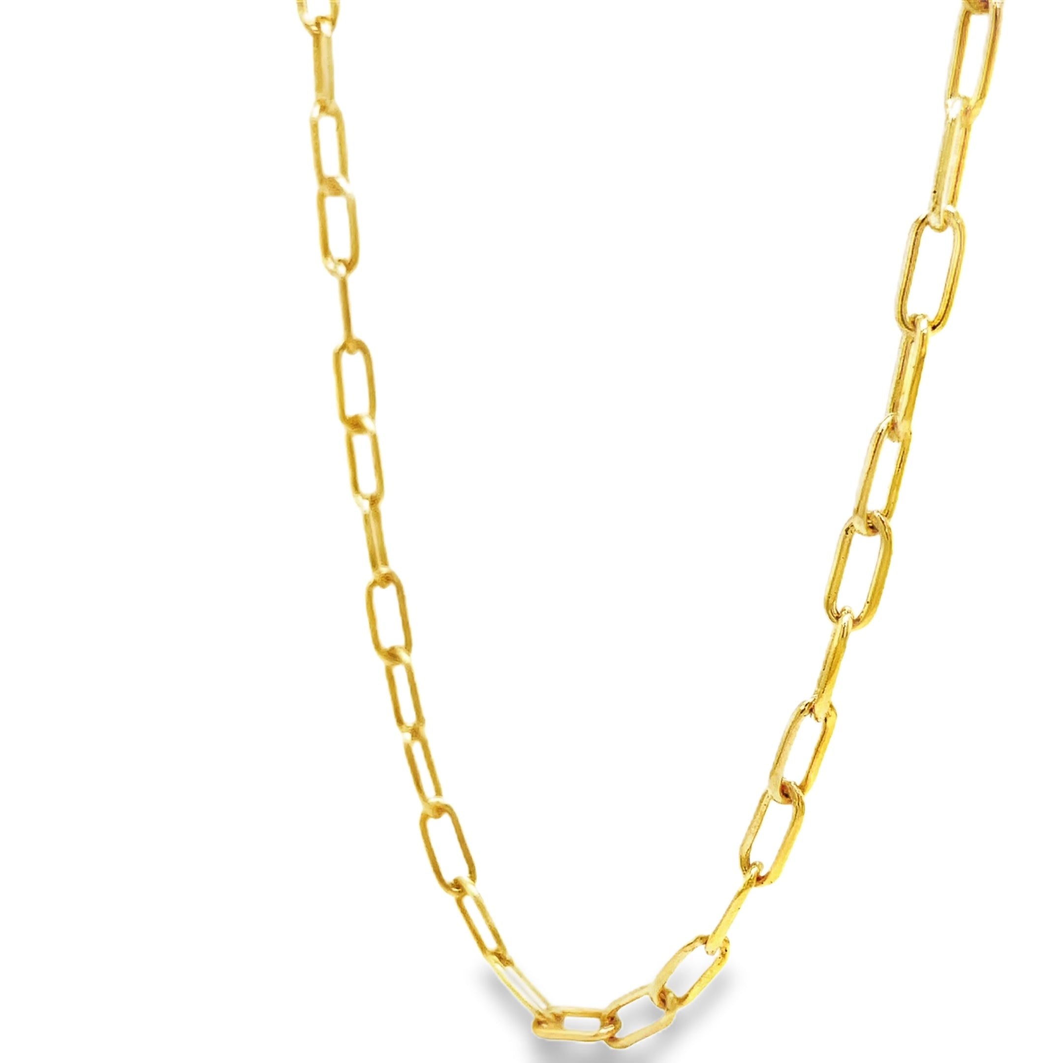 Elevate your style with our 14K Italian Gold Fancy Link Chain Necklace, handmade in Italy for superior quality. Featuring a secure lobster clasp and a versatile 20" length, this open link chain adds a touch of sophistication to any outfit. Make a statement with this timeless piece!

