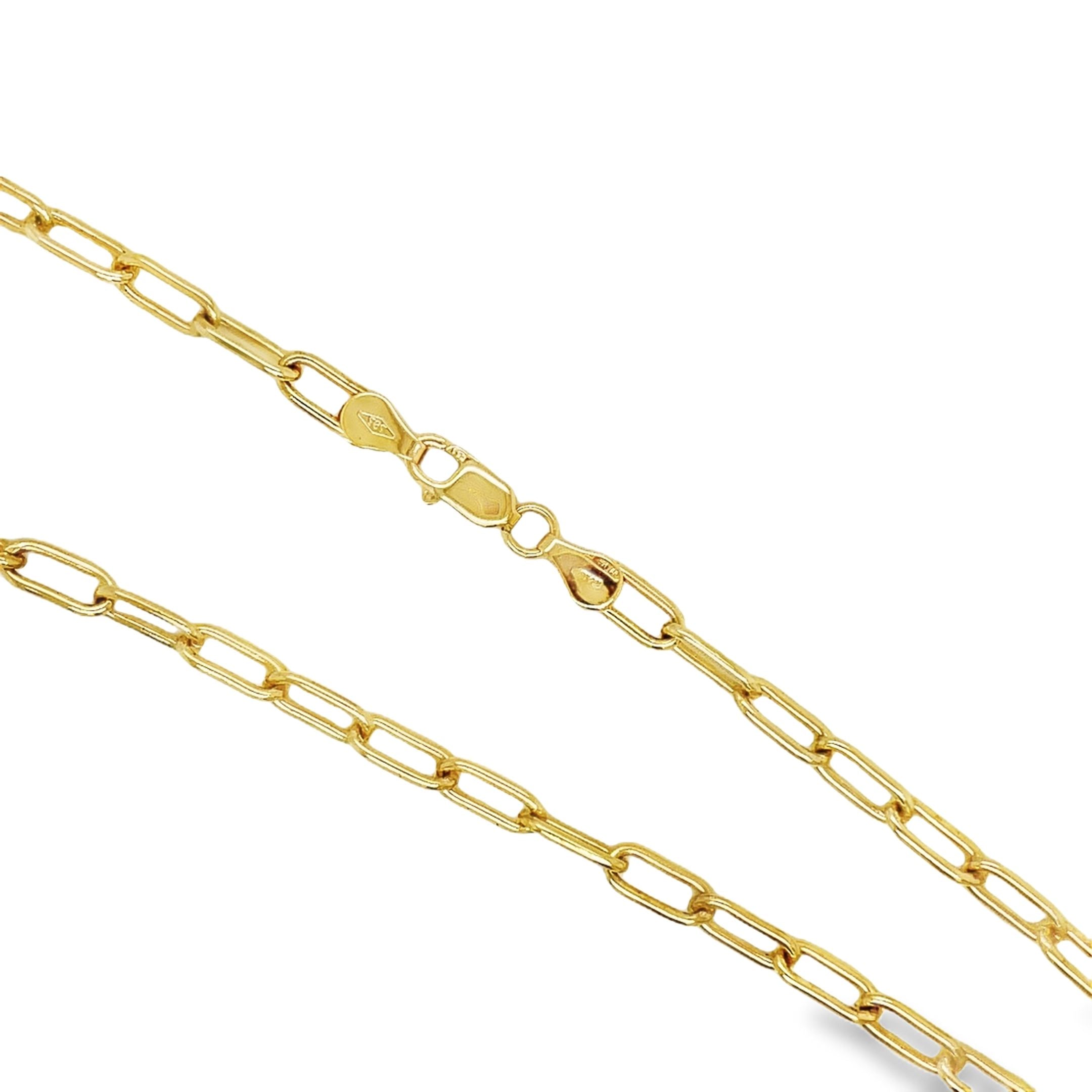 Elevate your style with our 14K Italian Gold Fancy Link Chain Necklace, handmade in Italy for superior quality. Featuring a secure lobster clasp and a versatile 20" length, this open link chain adds a touch of sophistication to any outfit. Make a statement with this timeless piece!

