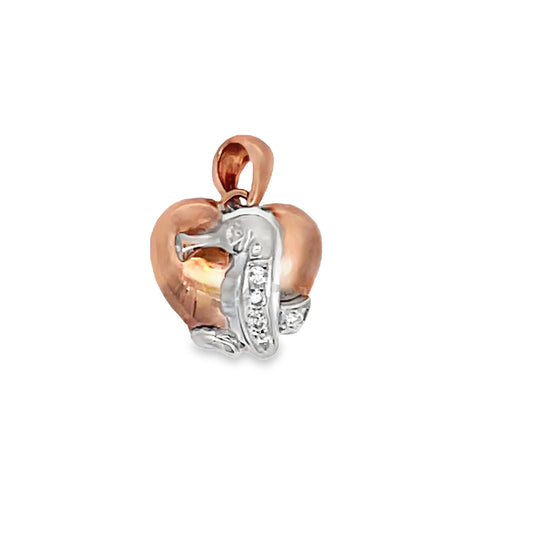 Front view of 18k Rose Gold Diamond Seahorse Heart Pendant