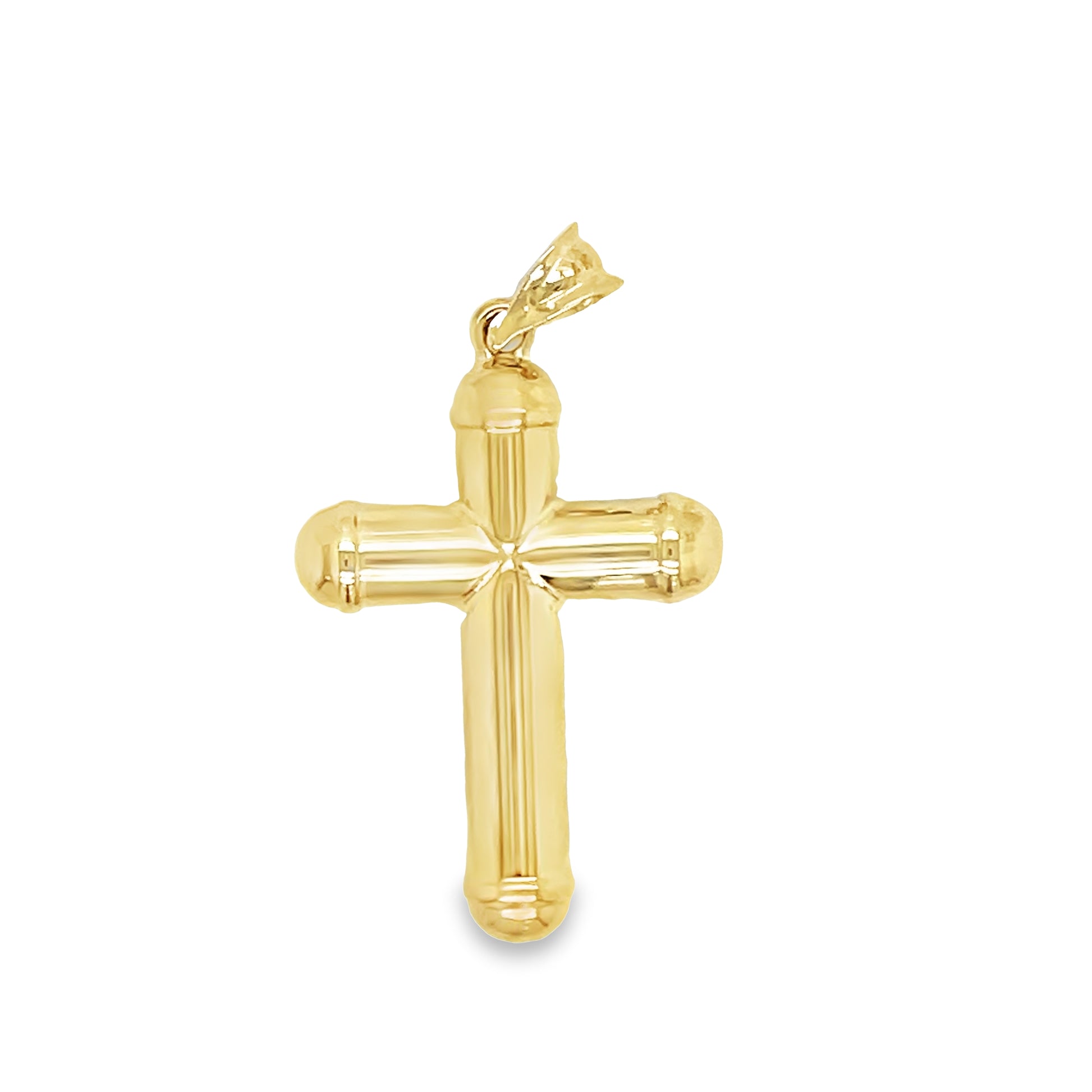 Two Tone Medium 14k Yellow Gold Cross Front view