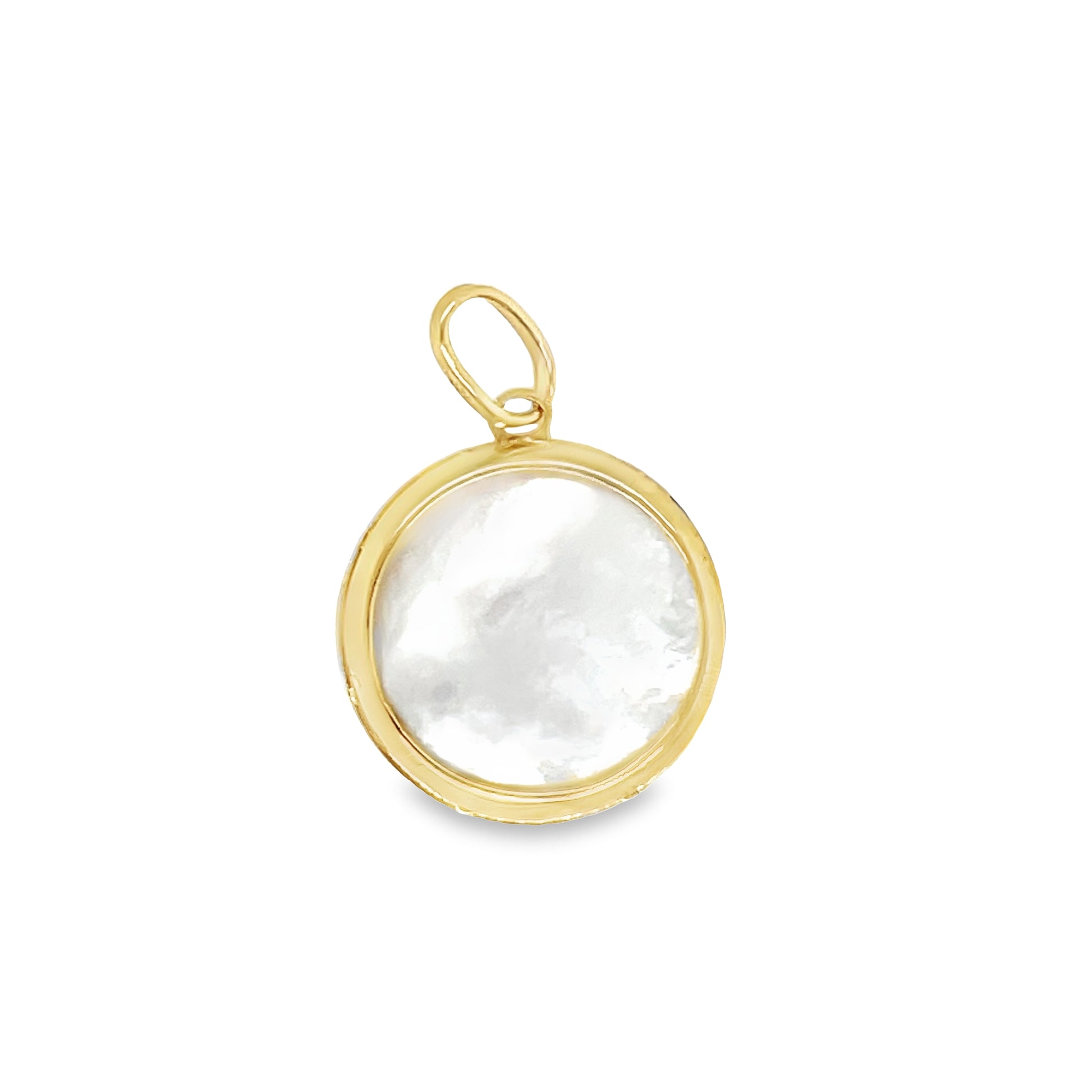 14k Italian Yellow Gold Anchor and MOP Pendant 17.00 mm Back View