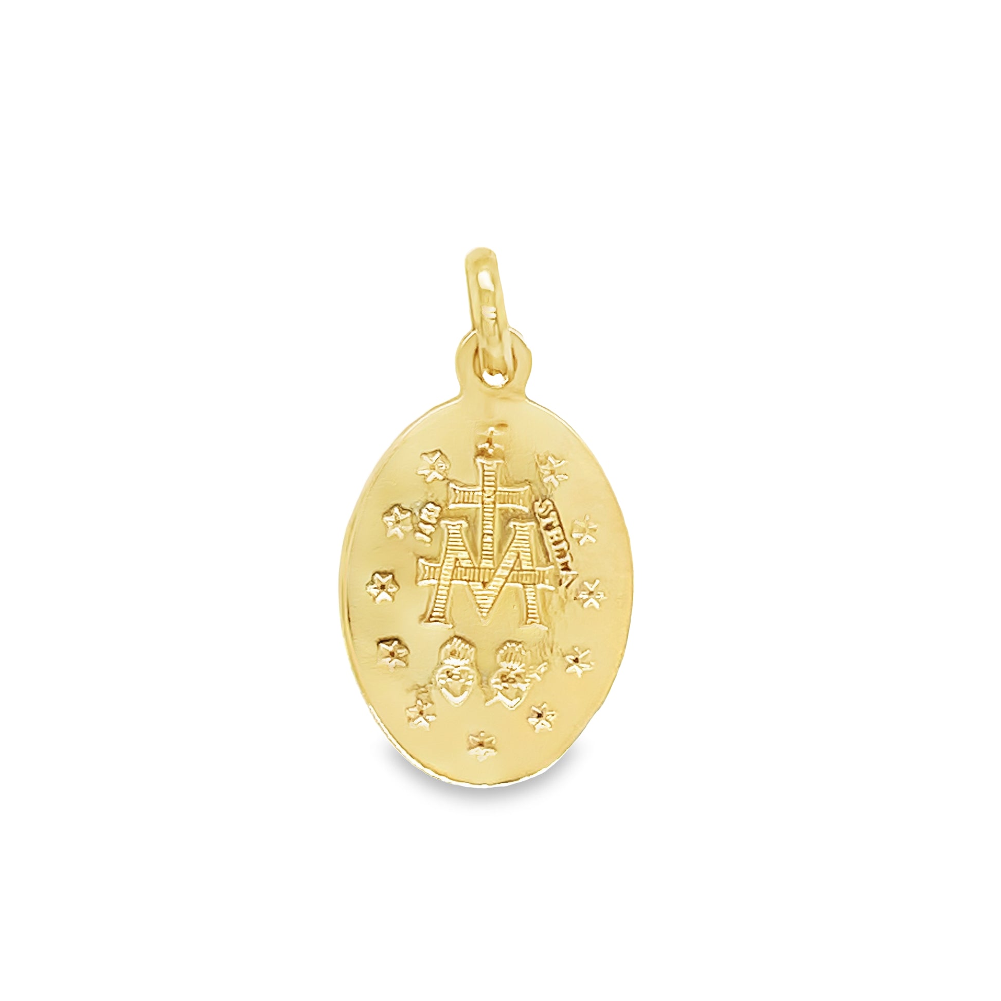 14k Italian Yellow Gold Miraculous Medal Necklace 24.00 x 14.00 mm Back View
