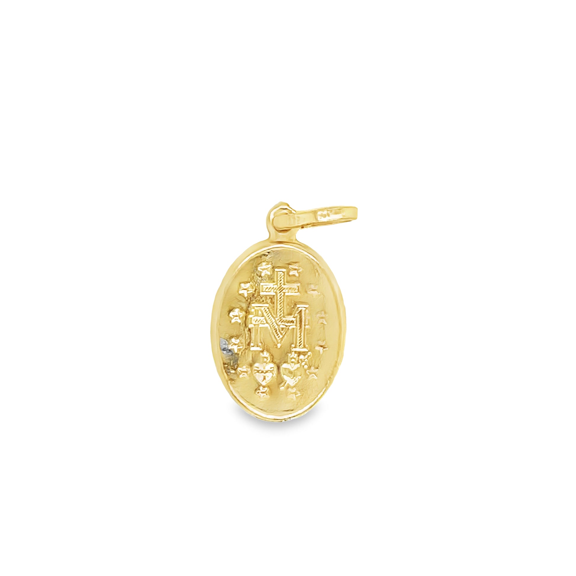 Back view of 14k Italian Yellow Gold Miraculous Medal Necklace 20.00 x 11.00 mm
