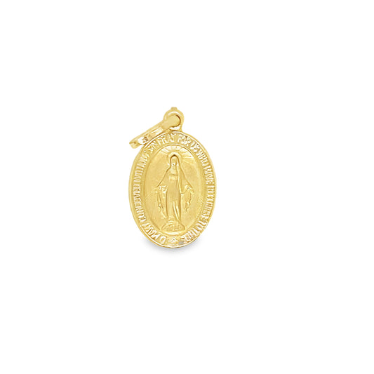 Front view of 14k Italian Yellow Gold Miraculous Medal Necklace 20.00 x 11.00 mm