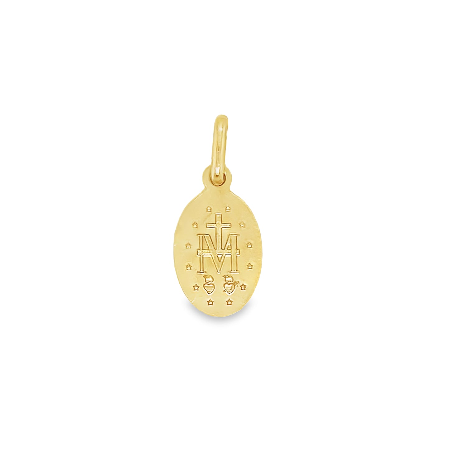 Back view of Small 14k Italian Yellow Gold Miraculous Medal Necklace 20.00 x 9.00 mm