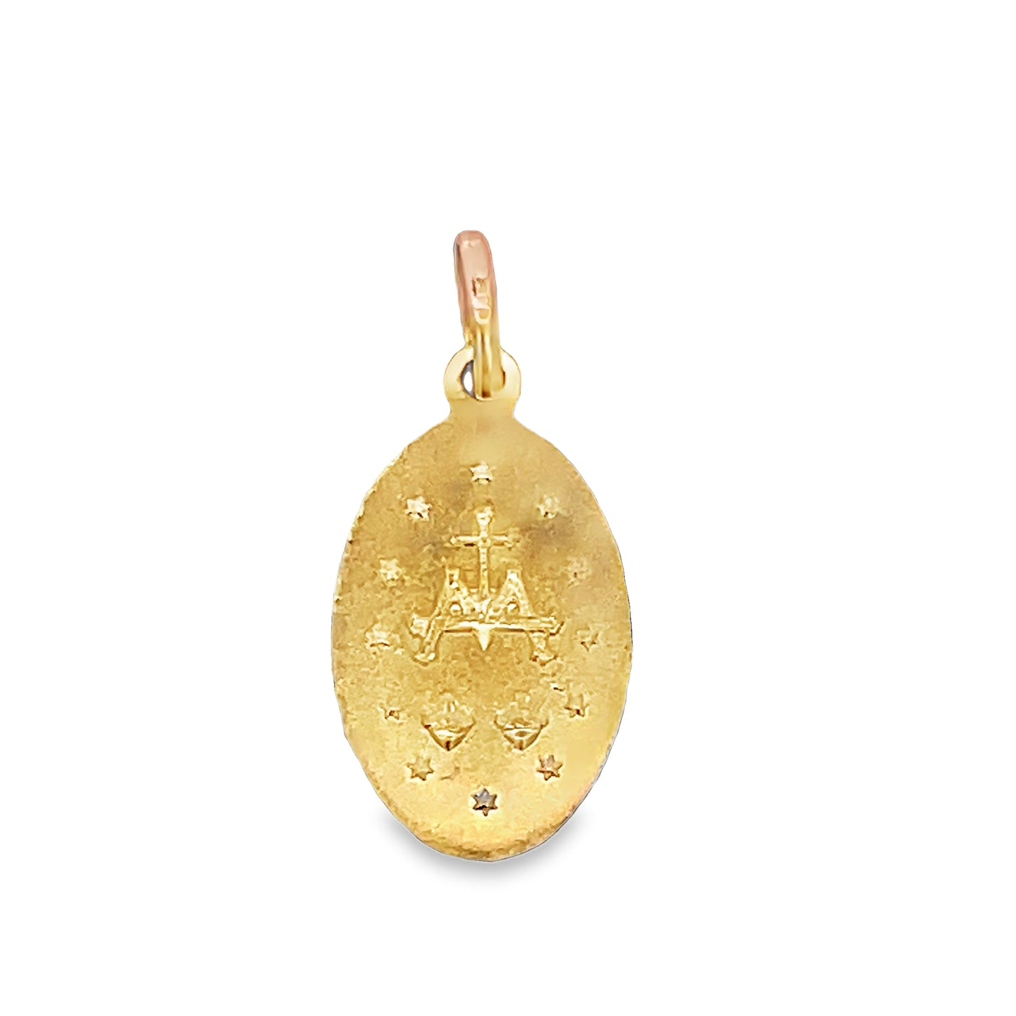 Back view of Large 14k Italian Yellow Gold Miraculous Medal 33 x 15.00 MM