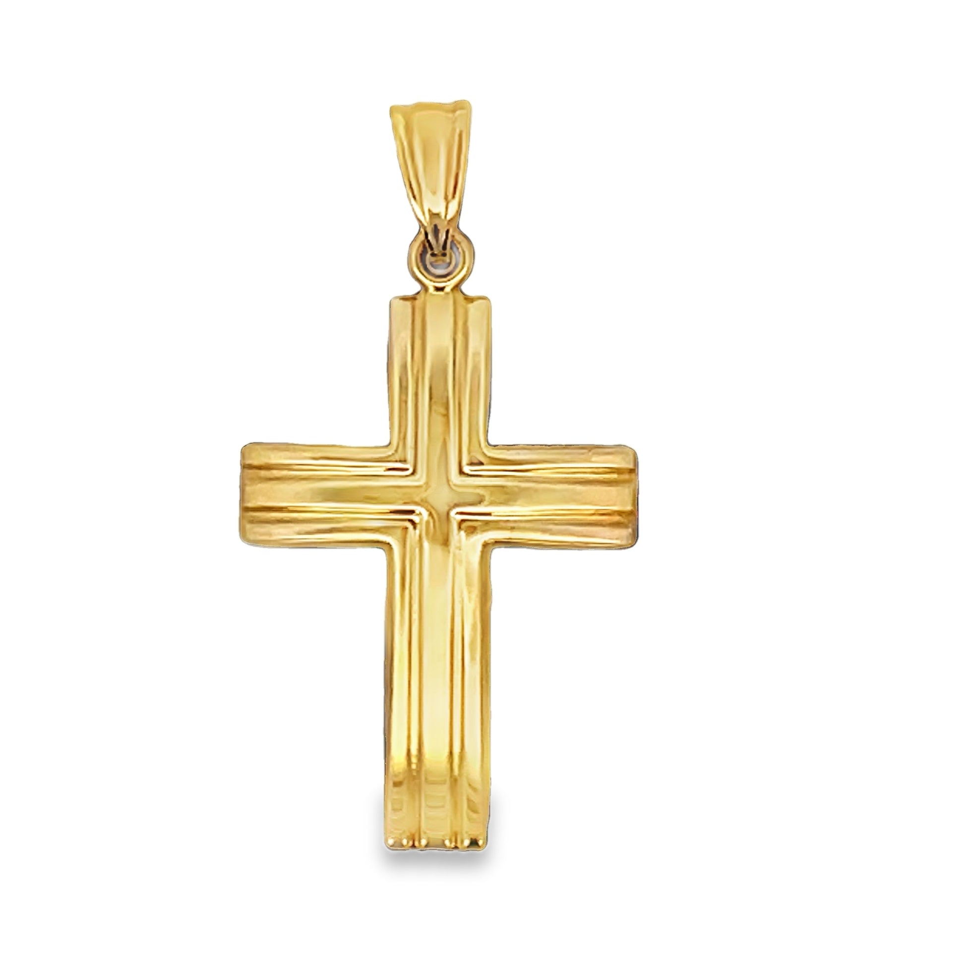 Front view of 14kt Italian Yellow Gold Texture Cross 1.5" 