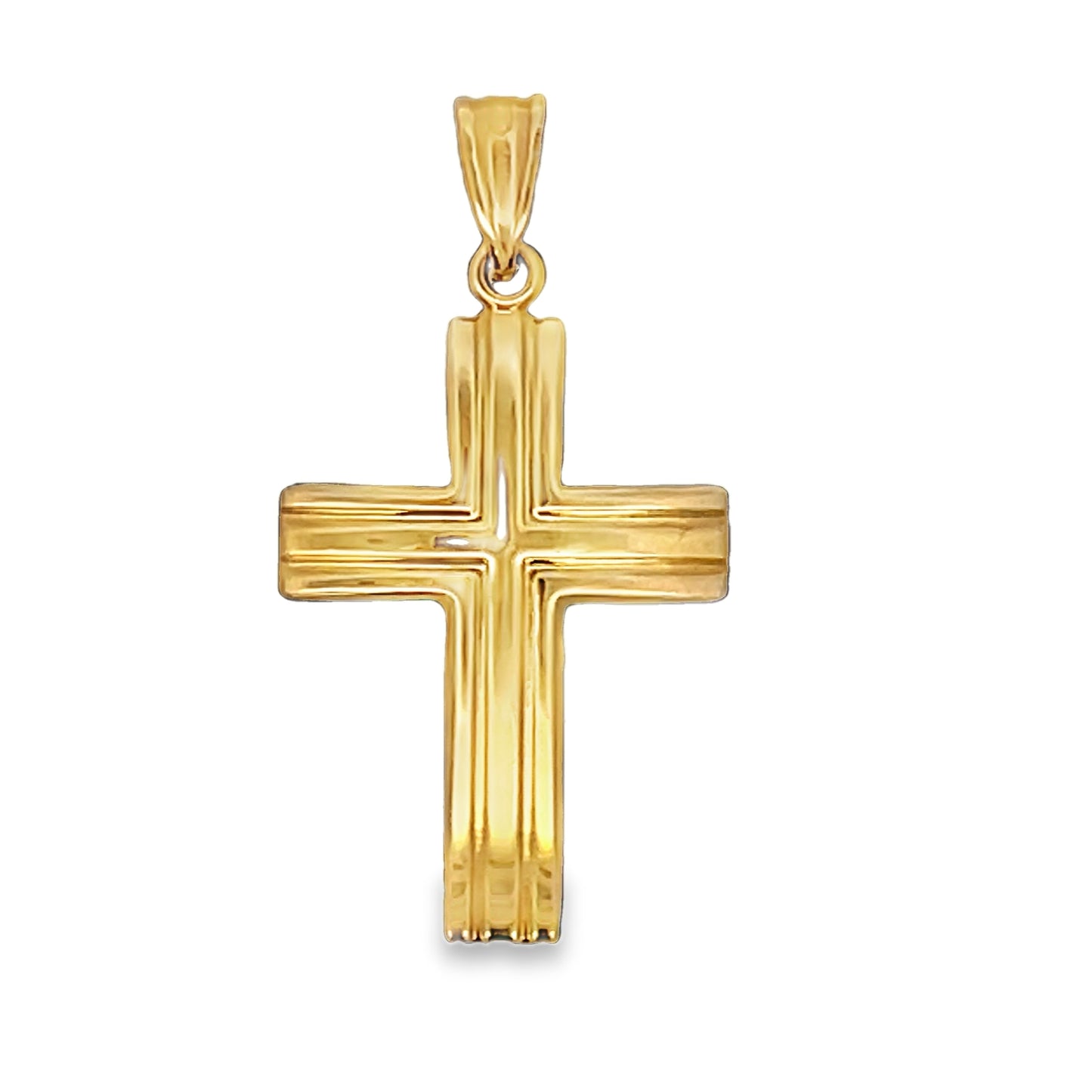 Back view of 14kt Italian Yellow Gold Texture Cross 1.5" 