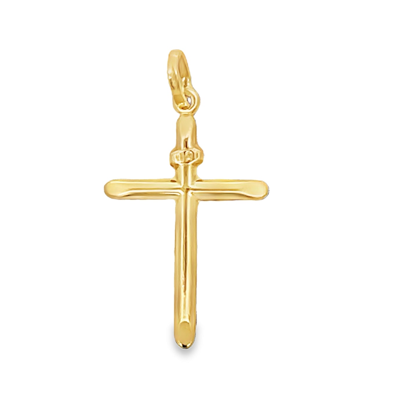 Front view of 14kt Italian Yellow Gold Flat Medium Cross 1.25"