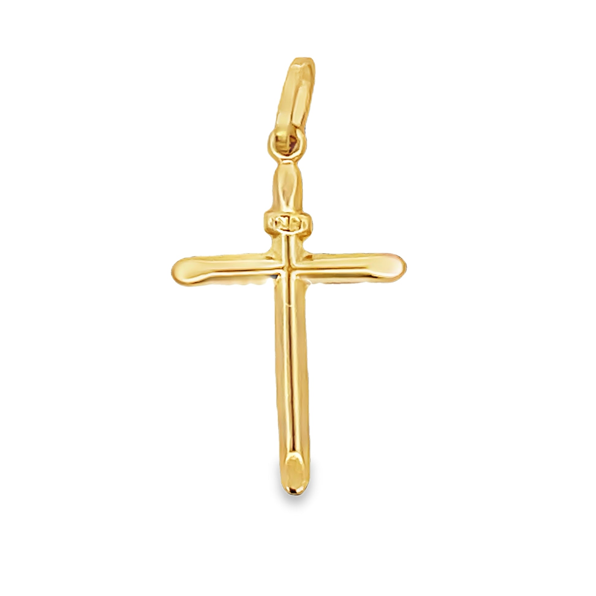 Back view of 14kt Italian Yellow Gold Flat Medium Cross 1.25"