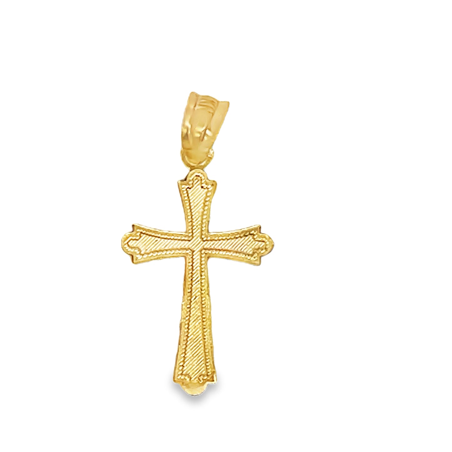 Back view of 14kt Italian Yellow Gold Diamond Cut Byzantine Cross
