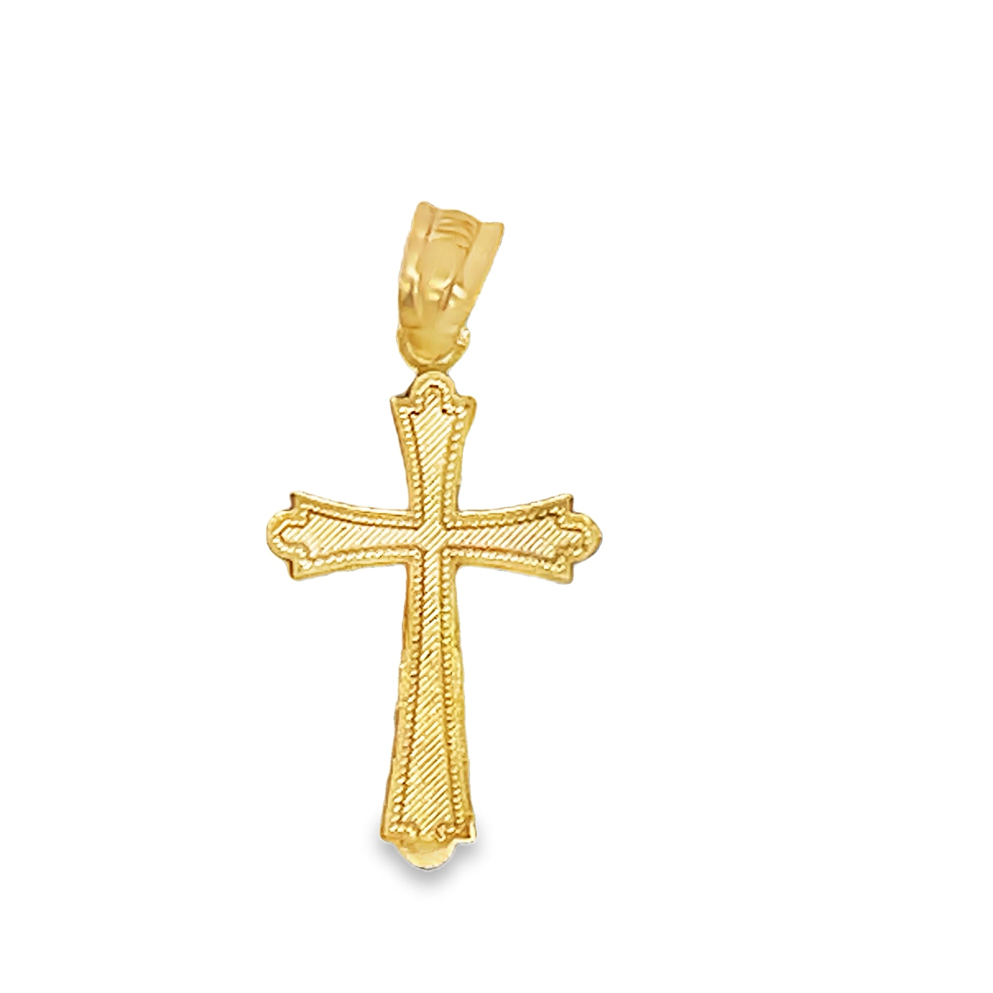 Back view of 14kt Italian Yellow Gold Diamond Cut Byzantine Cross