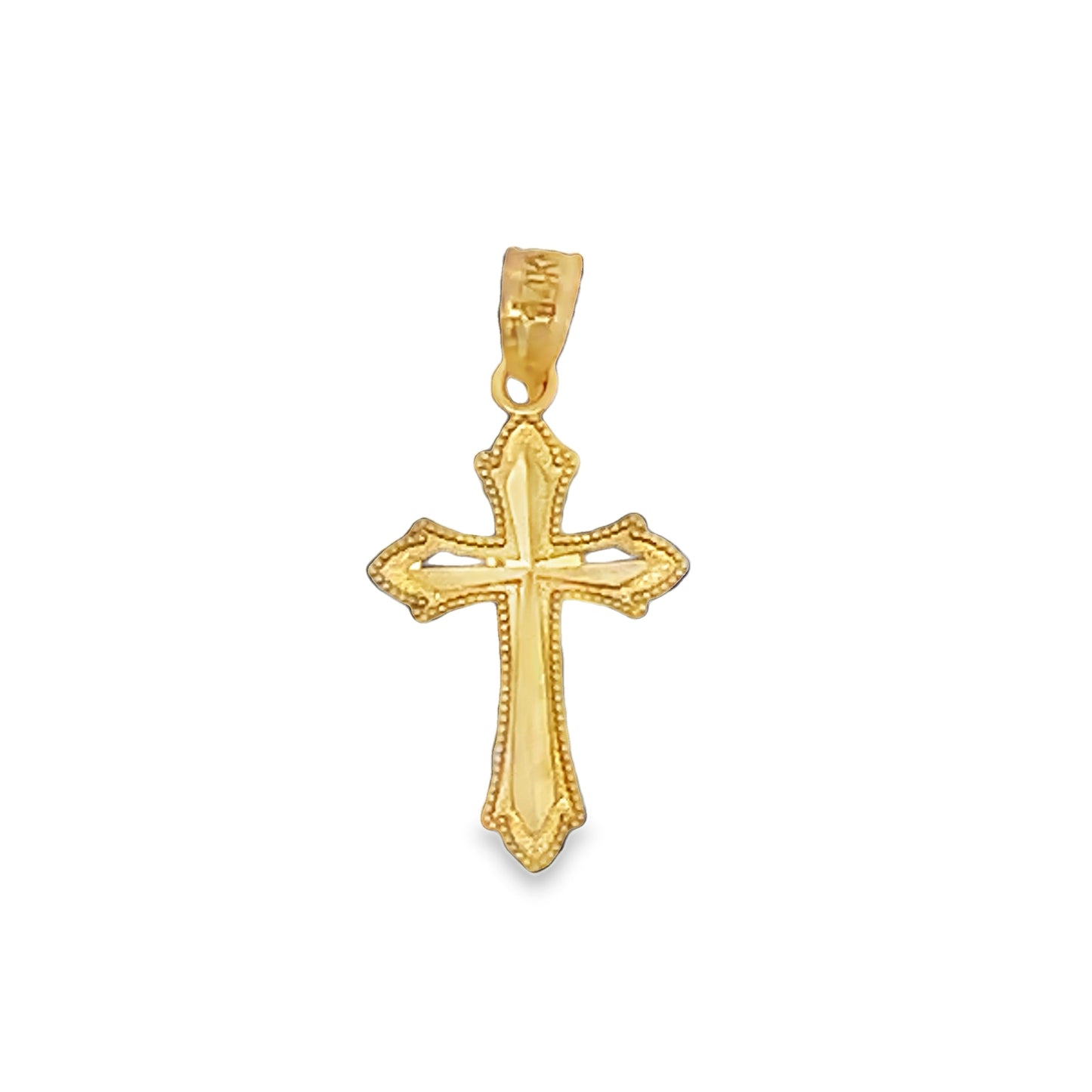 Front view of 14kt Italian Yellow Gold Byzantine Cross Matte Finish