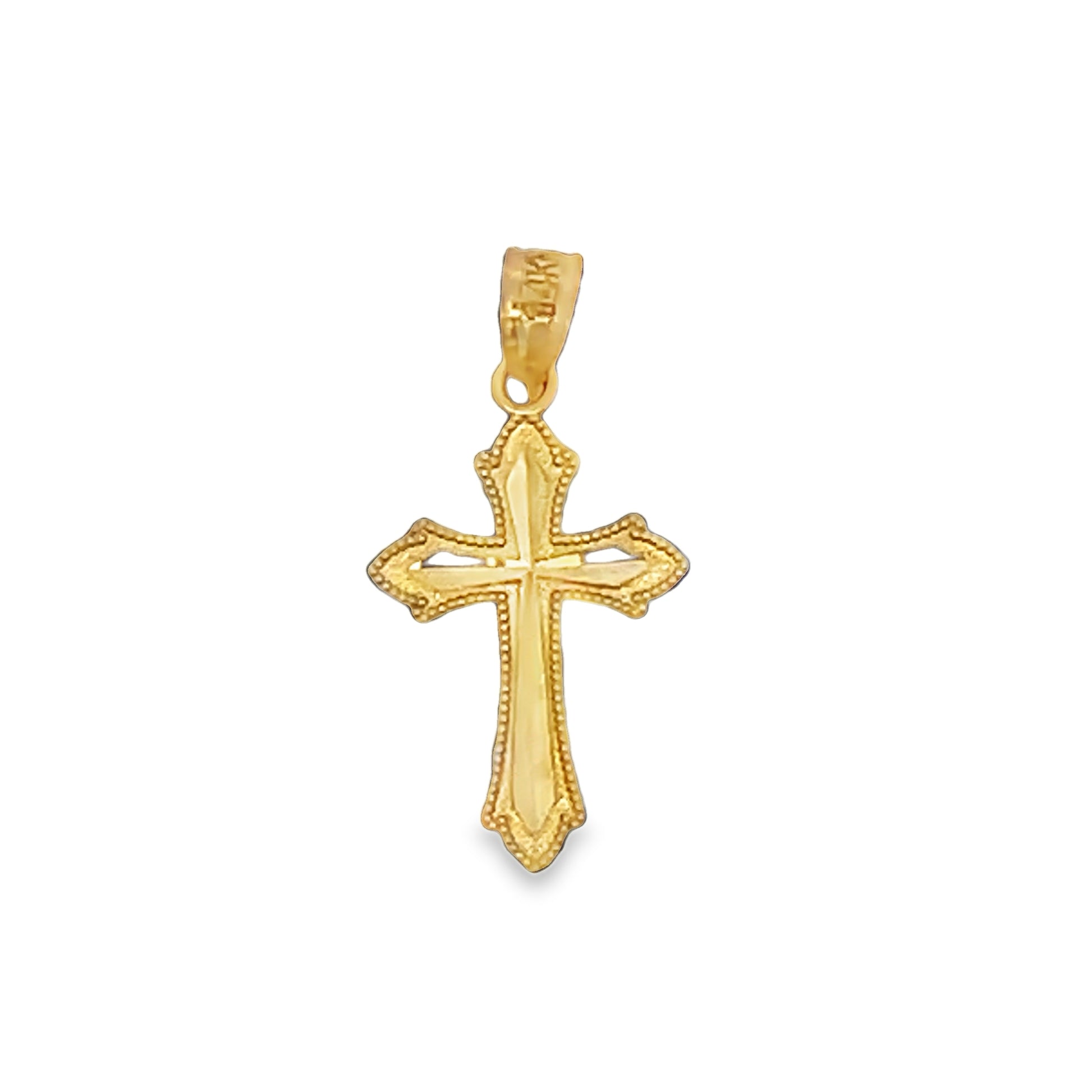 Front view of 14kt Italian Yellow Gold Byzantine Cross Matte Finish