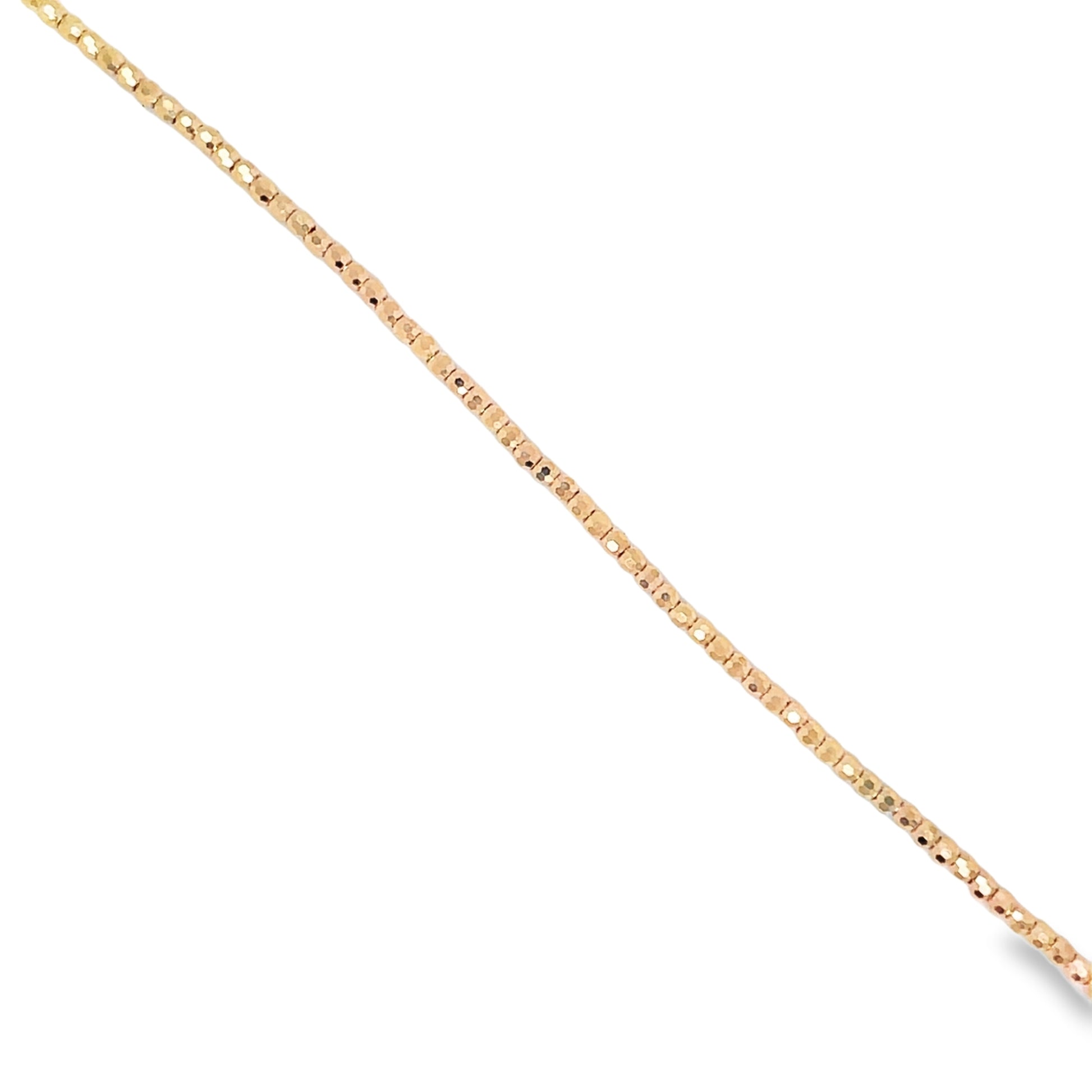 14k Italian Yellow Gold Bead Diamond Cut Bracelet Top view