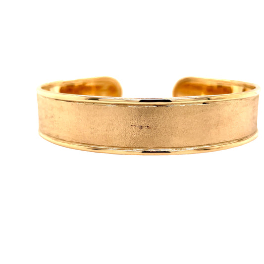 Handmade 14k Yellow Gold Cuff Bangle 17.4 dwt Front view 