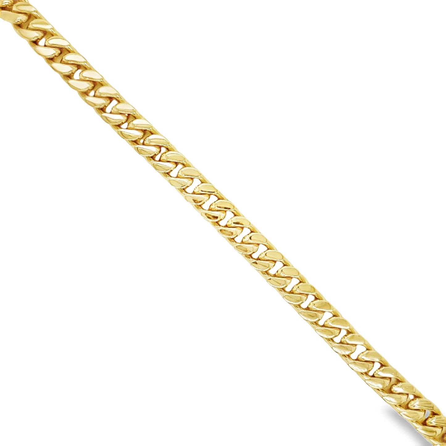 Top view of unfastened 18K Cuban Curb Link Yellow Gold Bracelet 31.0 dtw