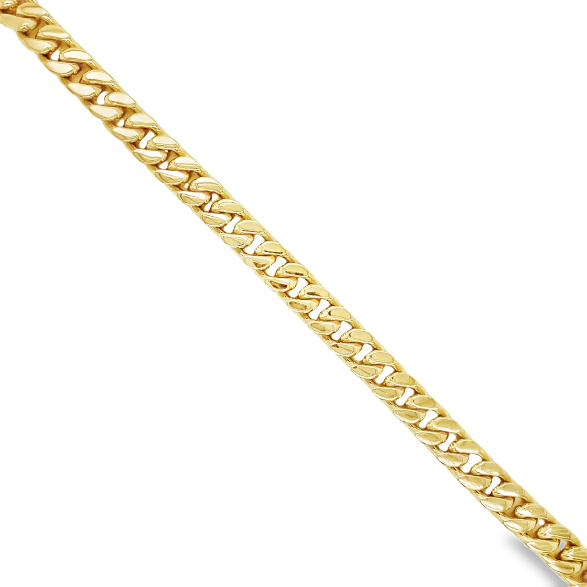 Top view of unfastened 18K Cuban Curb Link Yellow Gold Bracelet 31.0 dtw