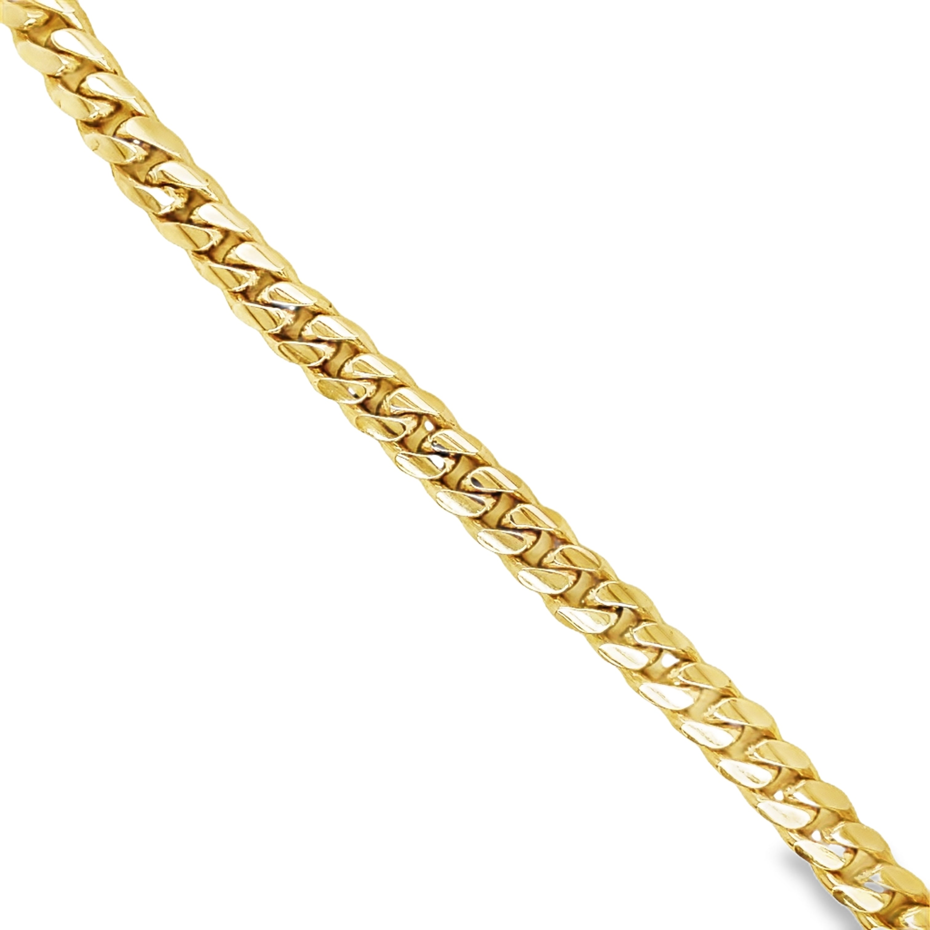 Indulge in luxury with our 14K Cuban Curb Link Yellow Gold Bracelet. Crafted in 14k yellow gold, this bracelet features a sophisticated curb link design and is secured with a box clasp and figure eight closure. With a weight of 21.50 dwt, this bracelet is not only stunning but also substantial. Elevate any outfit with this exclusive and tasteful piece