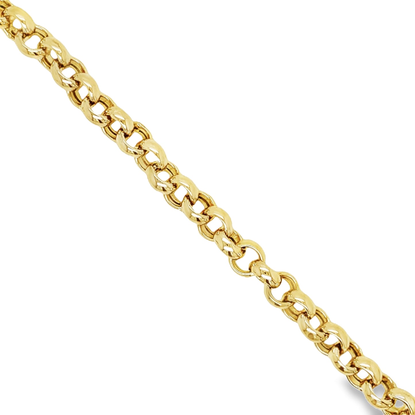 14K Large Rolo Link Chain Bracelet 7" Top view