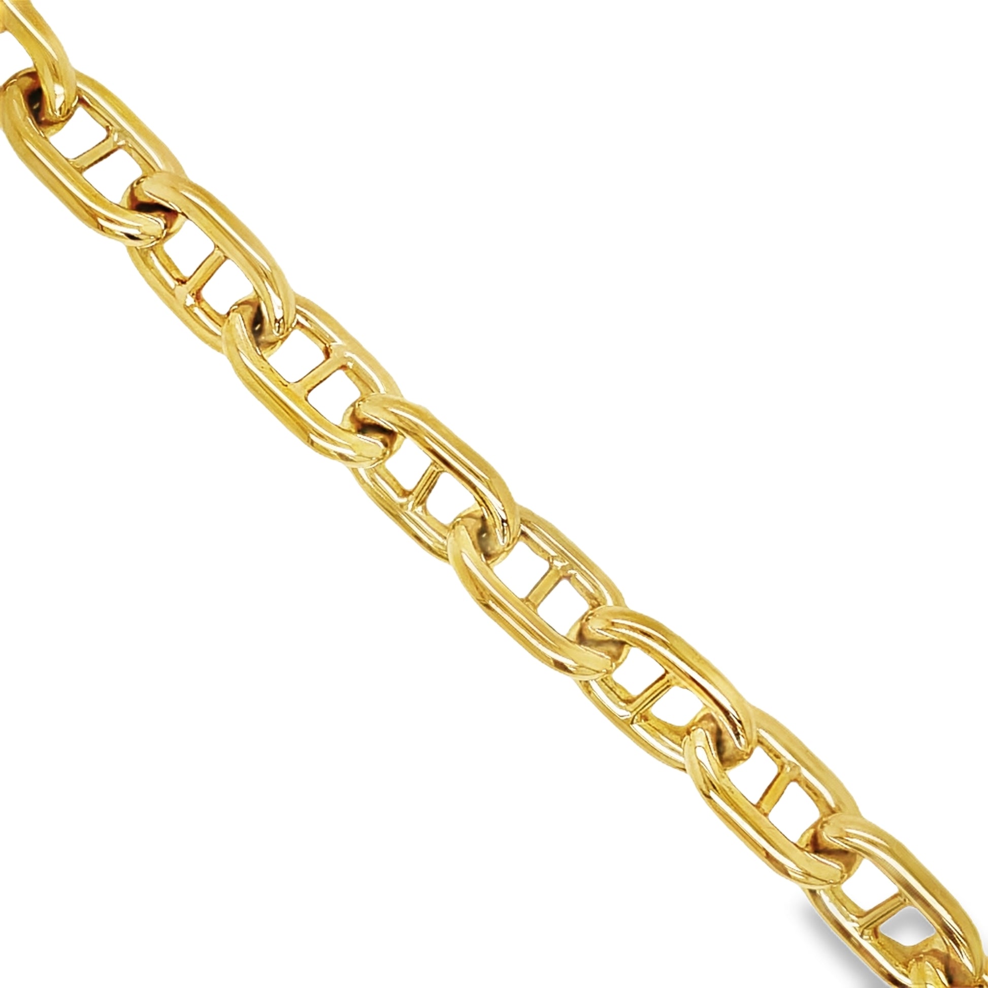 18k Italian Solid and Thick Mariner Link Bracelet Top view