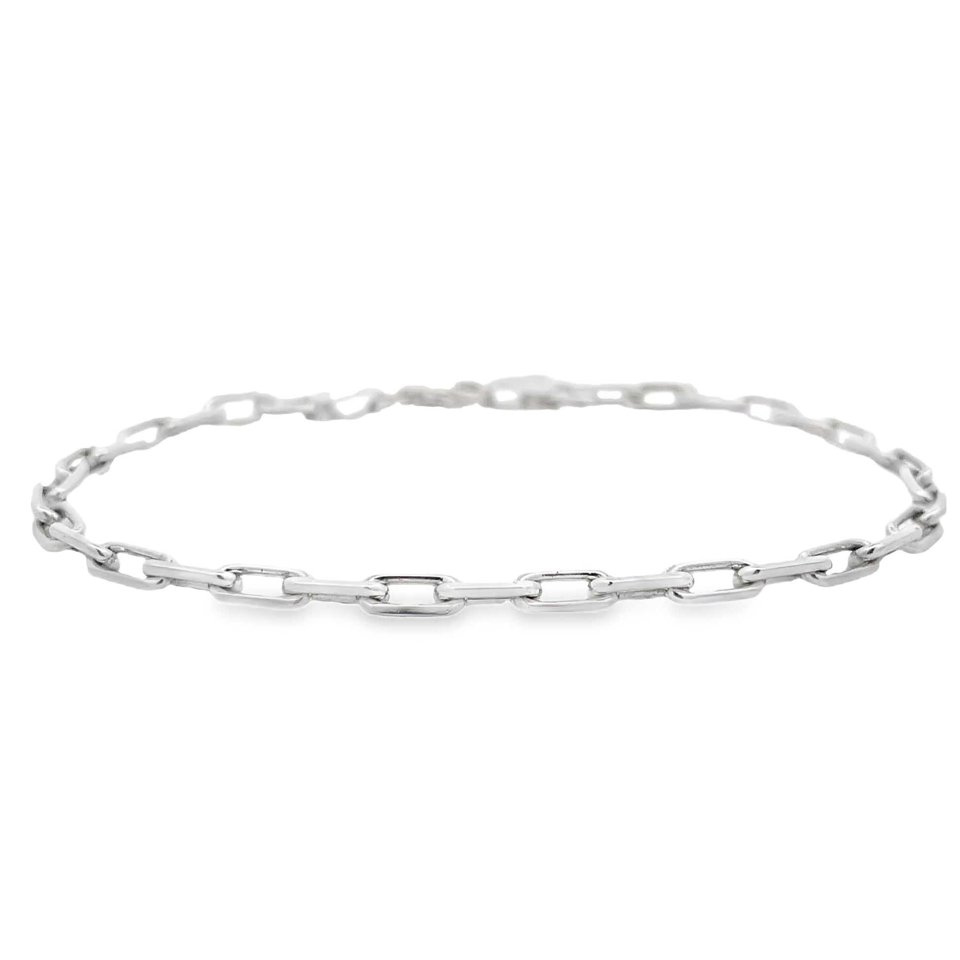 Front view of Italian Made 14K White Gold Open Link Bracelet