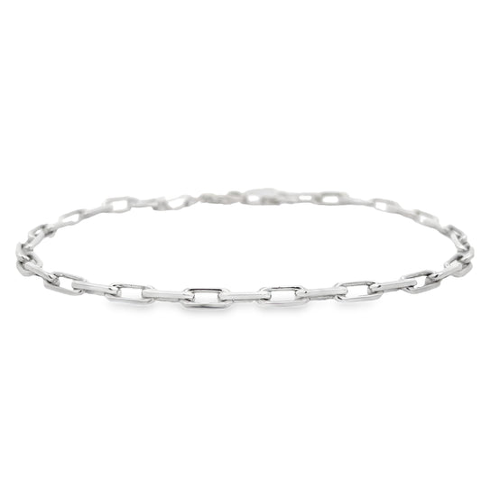 Front view of Italian Made 14K White Gold Open Link Bracelet