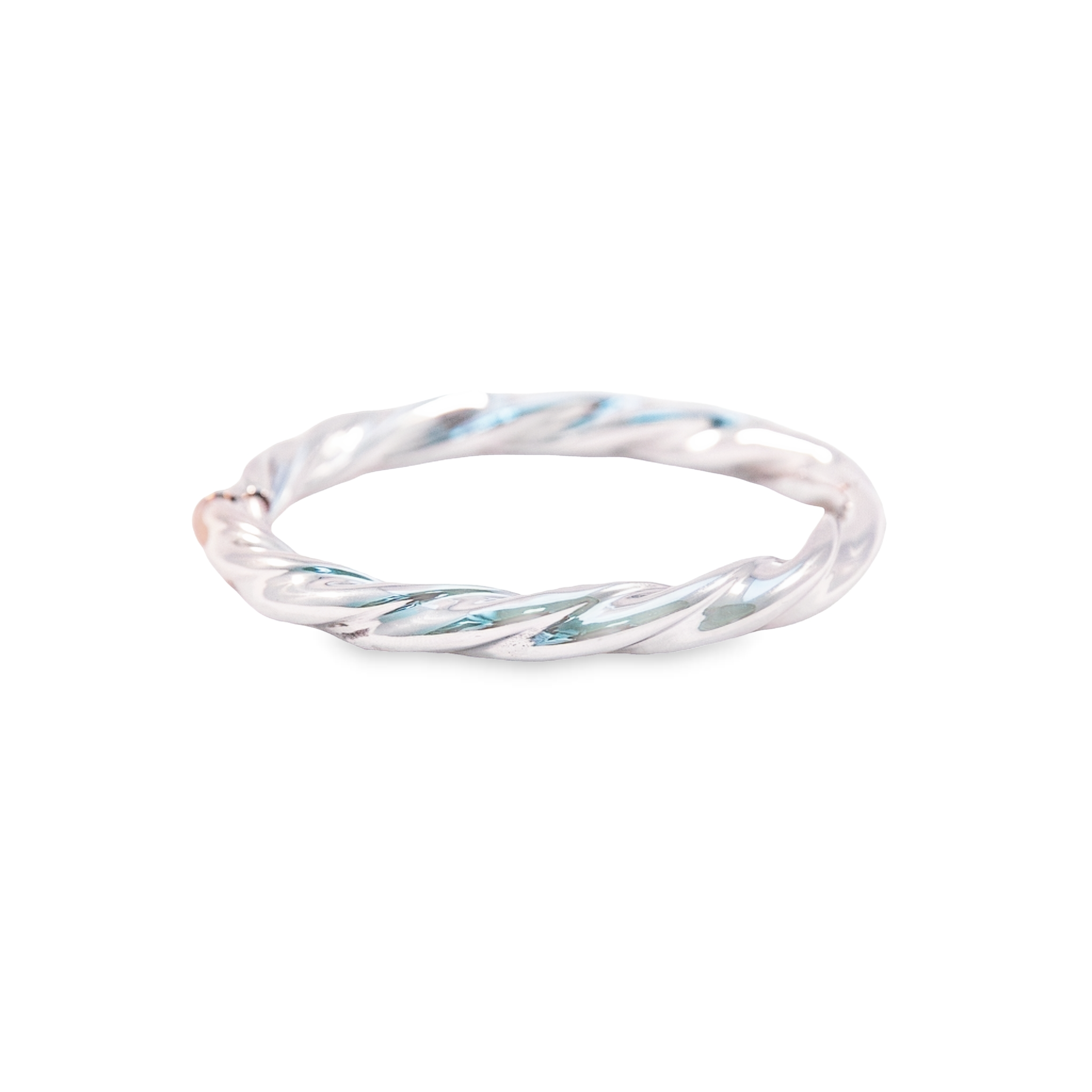 This White Gold Wide Twisted Bangle is the perfect accessory. Its twisted design adds texture and dimension to any look, while a comfortable and chunky design allows for all-day wear. Enjoy the sophistication of a luxury bangle without sacrificing comfort.