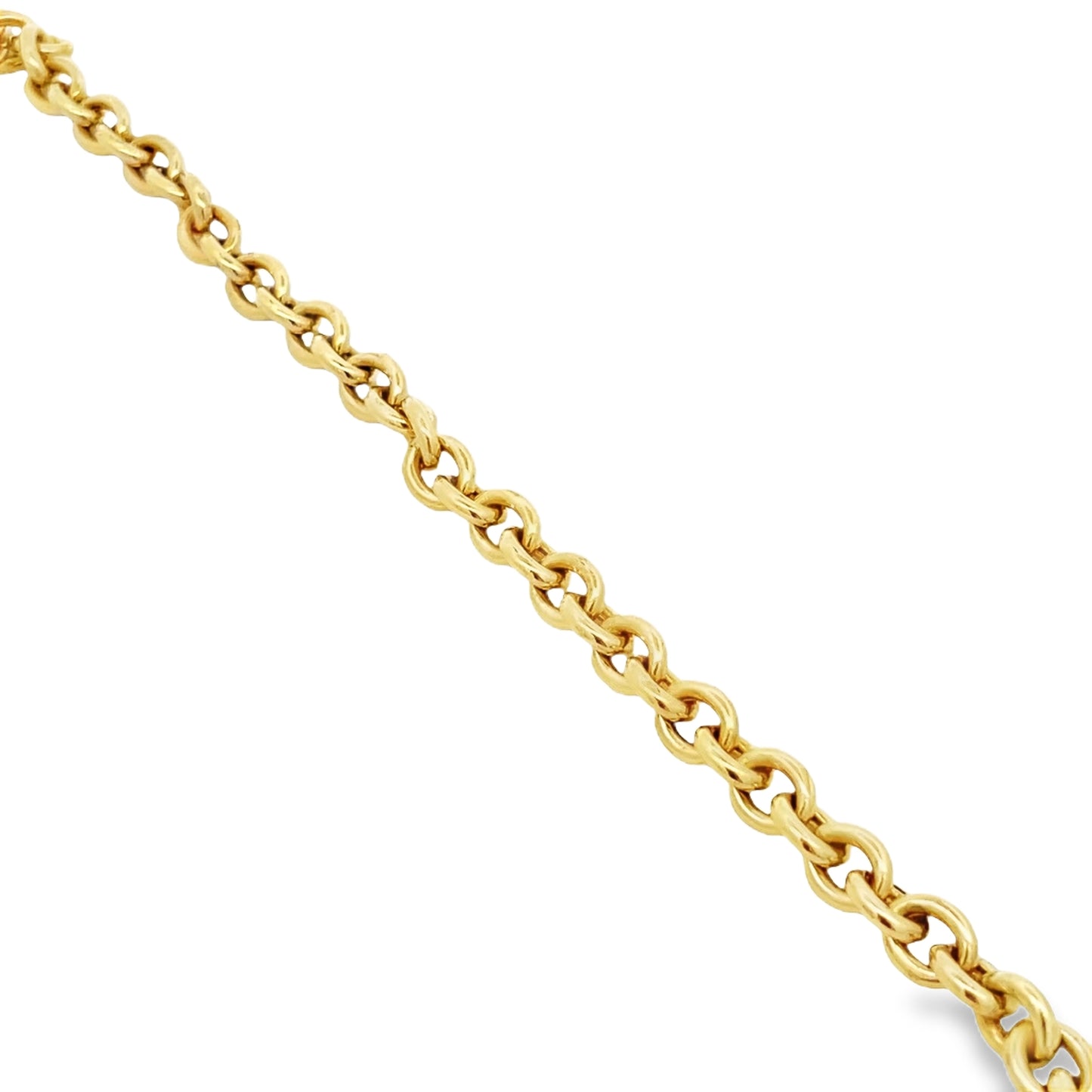 Top view of 14k Yellow Gold Open Rolo Link Bracelet 