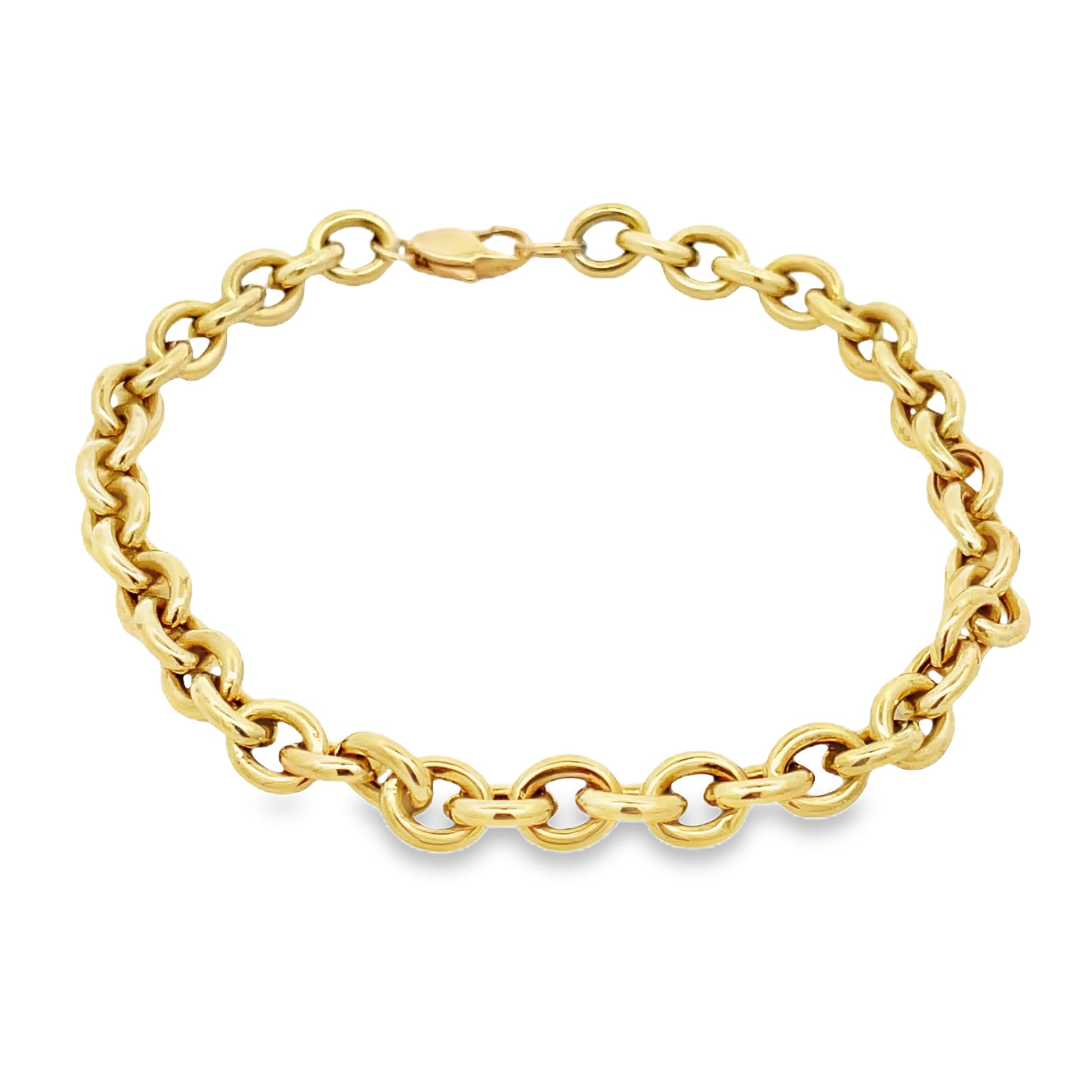 Top view of 14k Yellow Gold Open Rolo Link Bracelet 