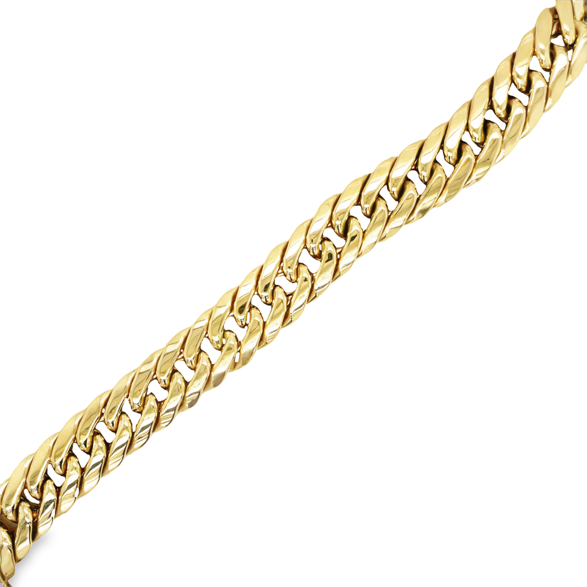 14k Yellow Wide Flat Curb Link Necklace Top view