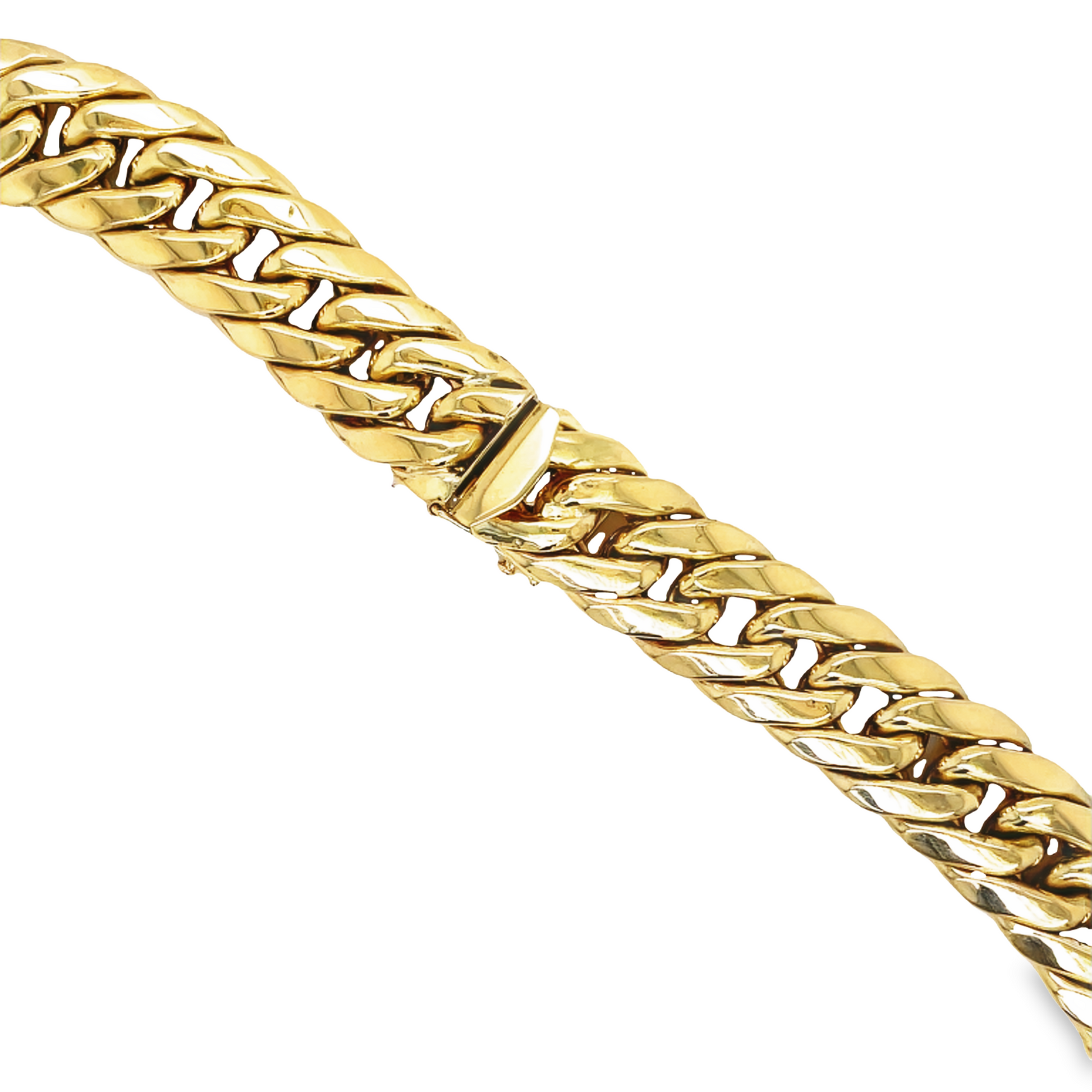 14k Yellow Wide Flat Curb Link Necklace Top view