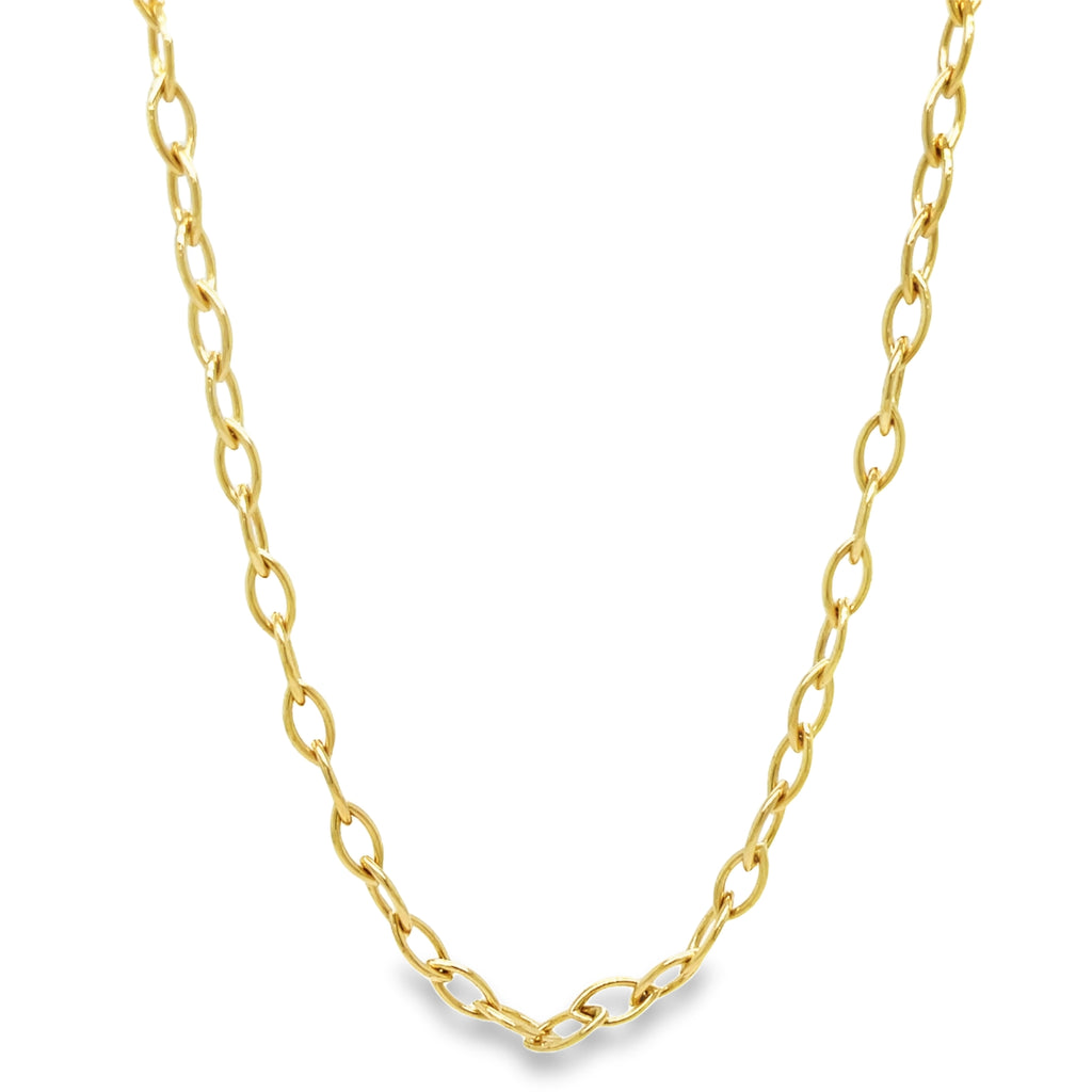 Elevate your style with our 18K Italian Gold Open Link Chain Necklace, handmade in Italy for superior quality. Featuring a secure lobster clasp and a versatile 24" length, this open link chain adds a touch of sophistication to any outfit. Make a statement with this timeless piece!