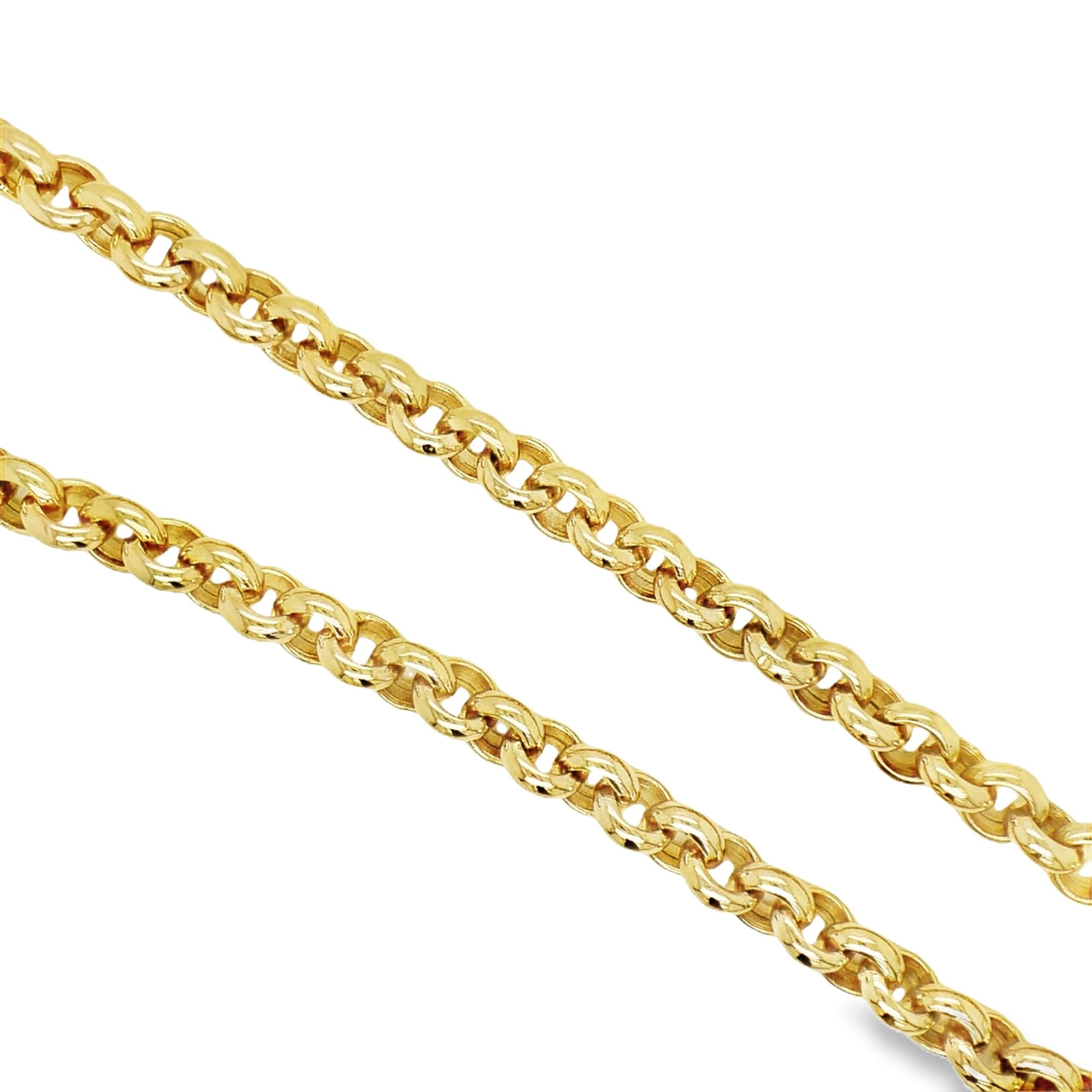 Indulge in the luxurious elegance of our 14K Large Rolo Link Chain Necklace. Crafted with 14k yellow gold and boasting a secure large lobster clasp, this necklace features a substantial 8.80 mm thickness and a sophisticated 20" length. Elevate any ensemble with this exclusive and timeless piece.