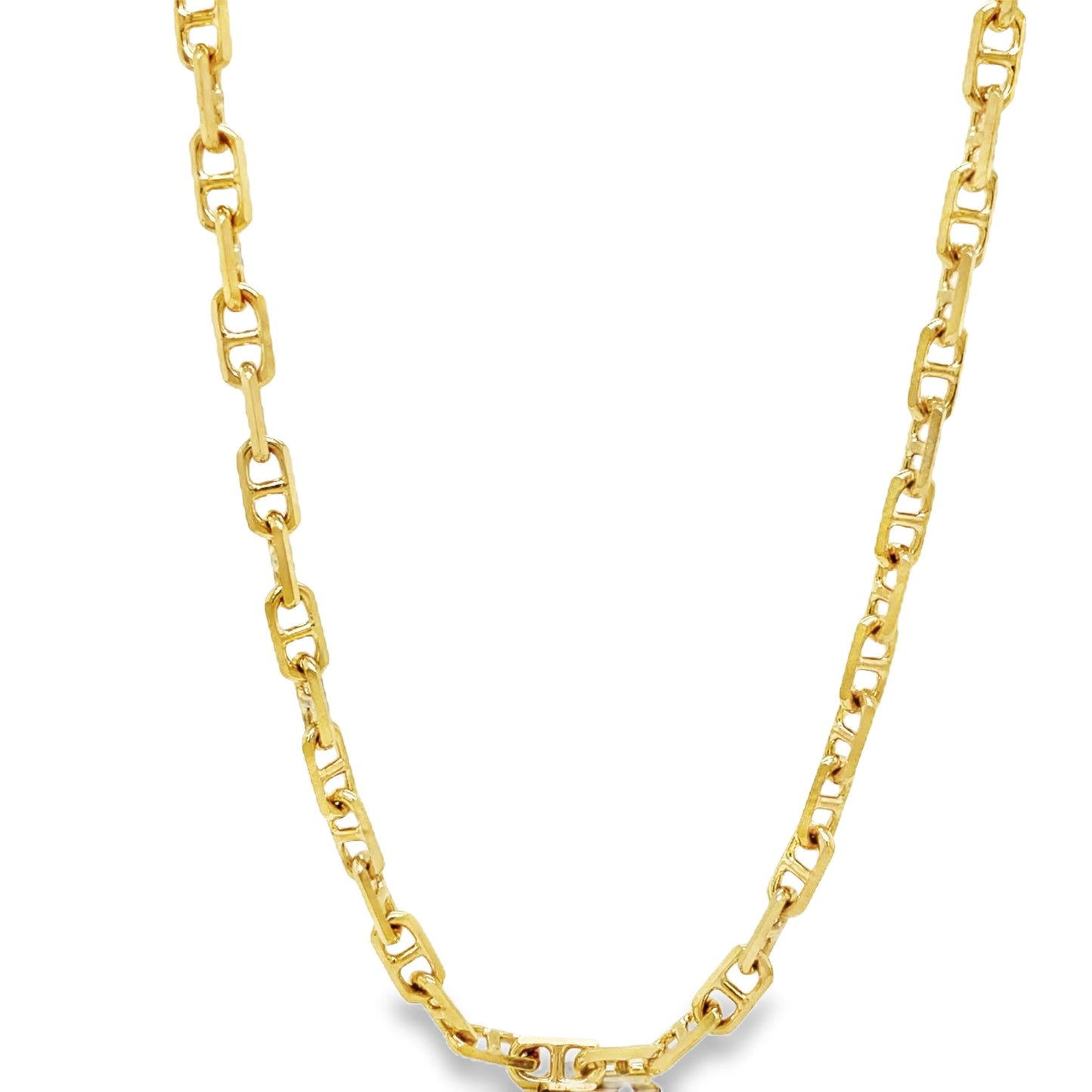 18K Solid Gold Fancy Link Chain Necklace 23" Front view 