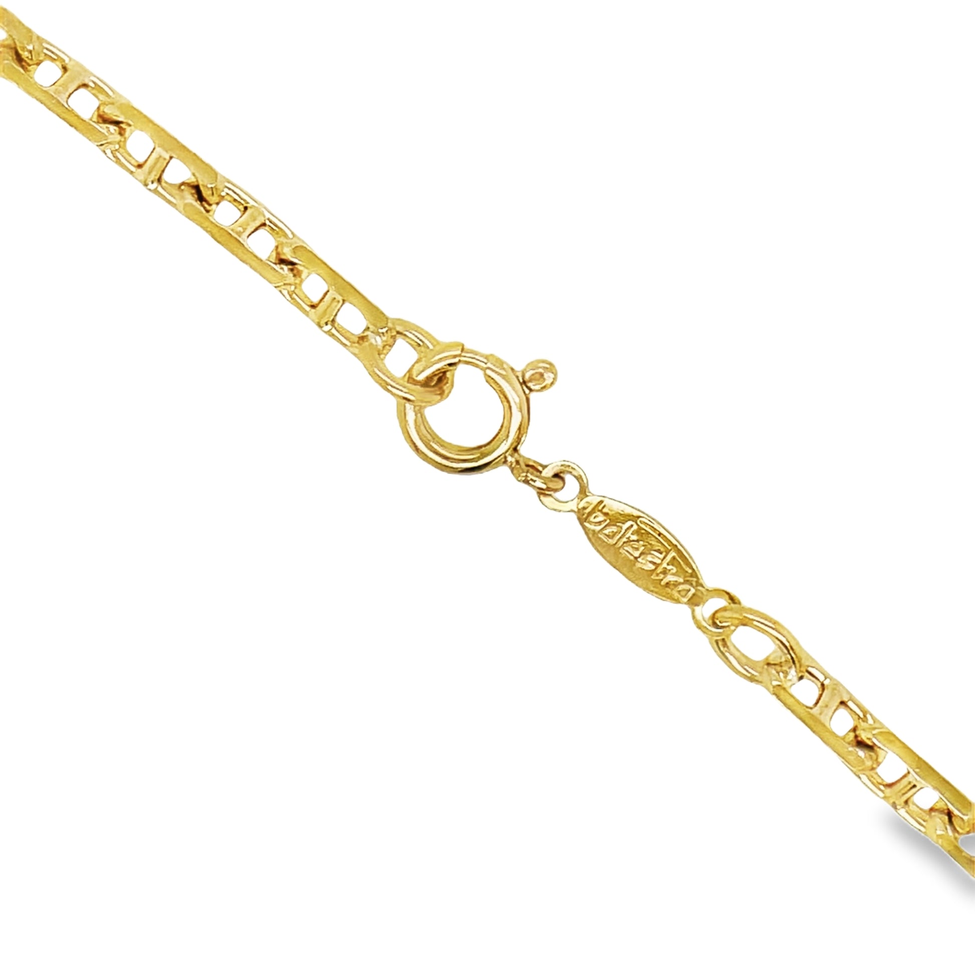 18K Solid Gold Fancy Link Chain Necklace 23" Top view clasp fastened  Close Up