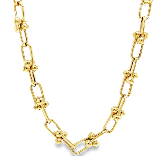 14K Italian Made Gold Hardware Chain Link Necklace 18" Front view