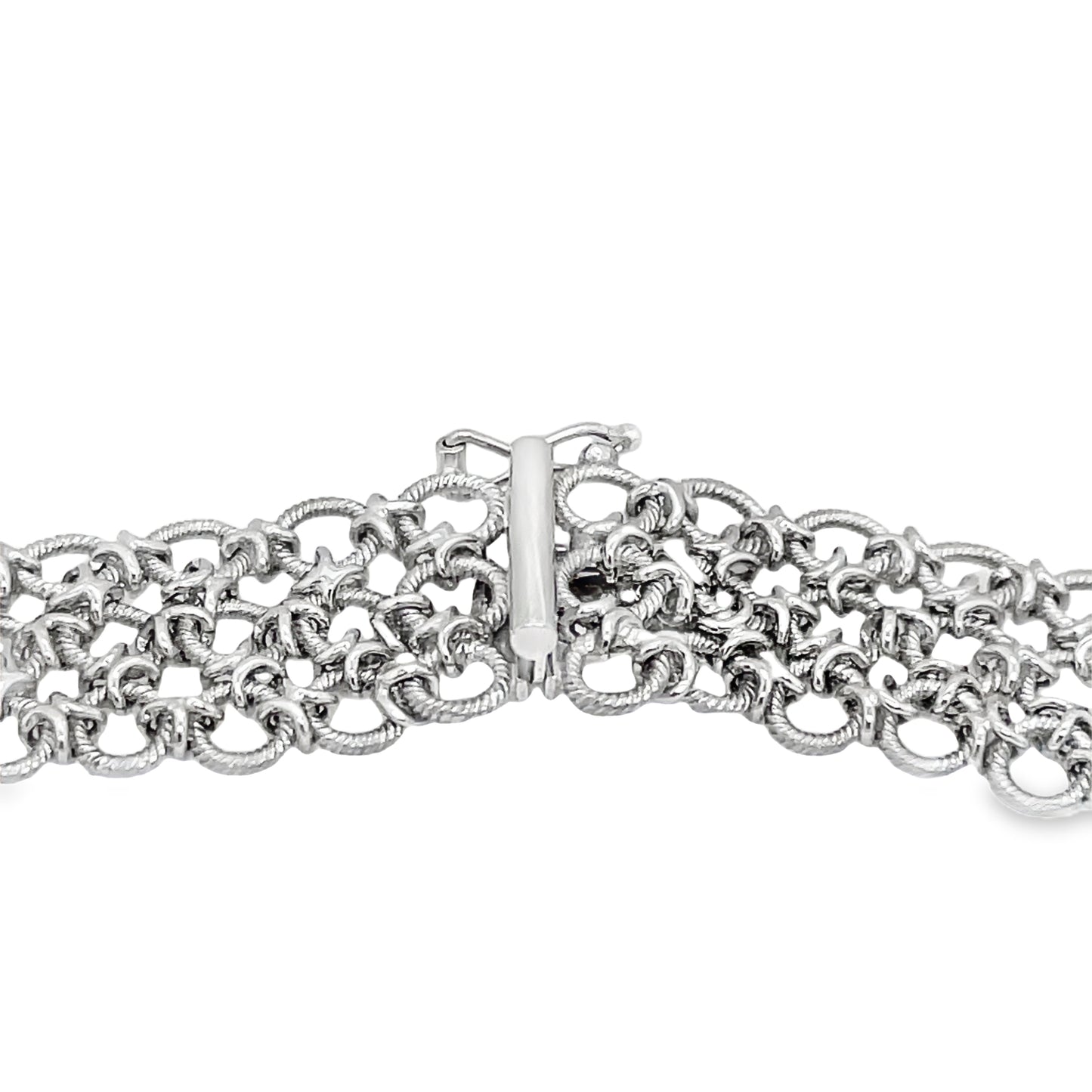 Italian Made Platinum Choker Necklace Top View  Close Up