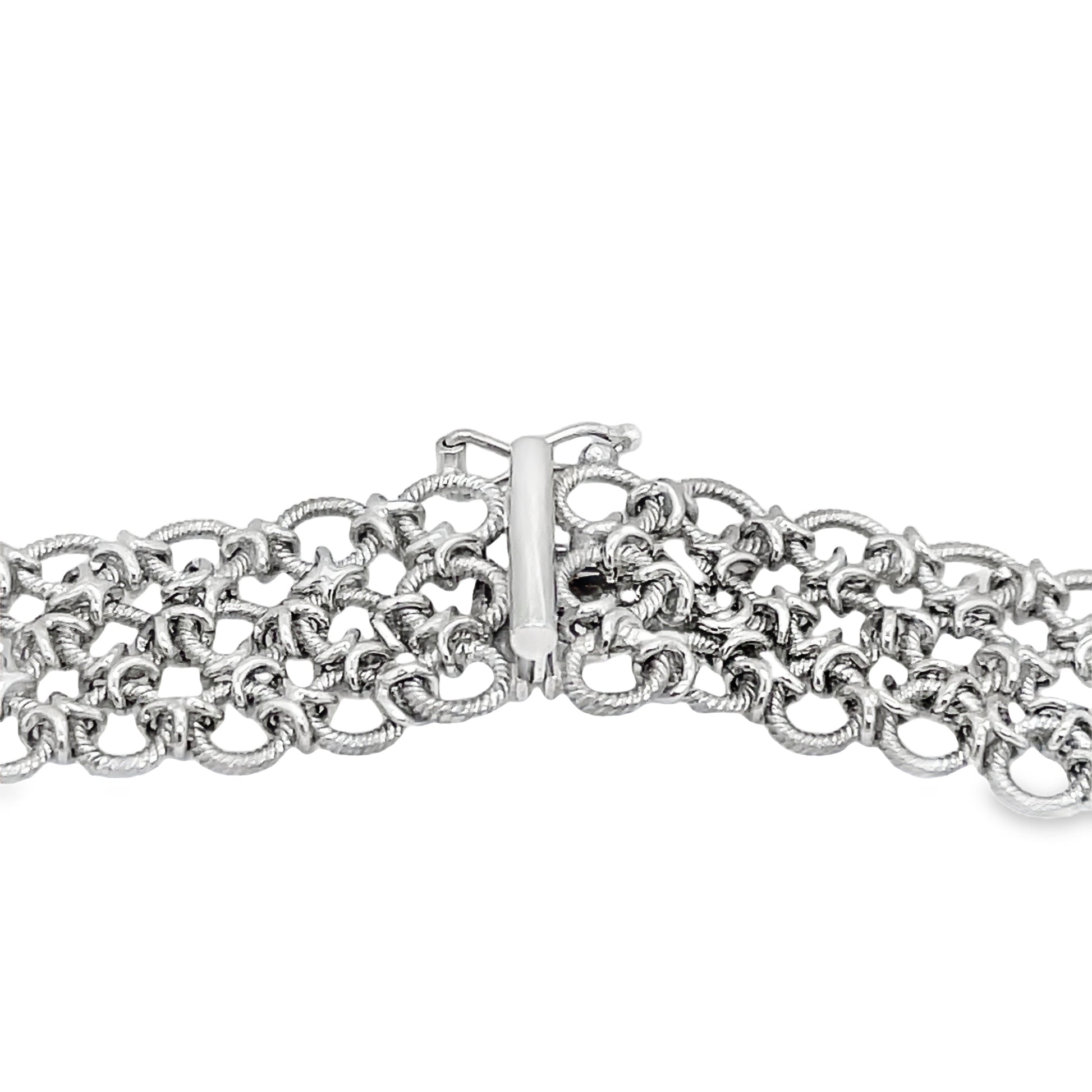 Italian Made Platinum Choker Necklace Top View  Close Up