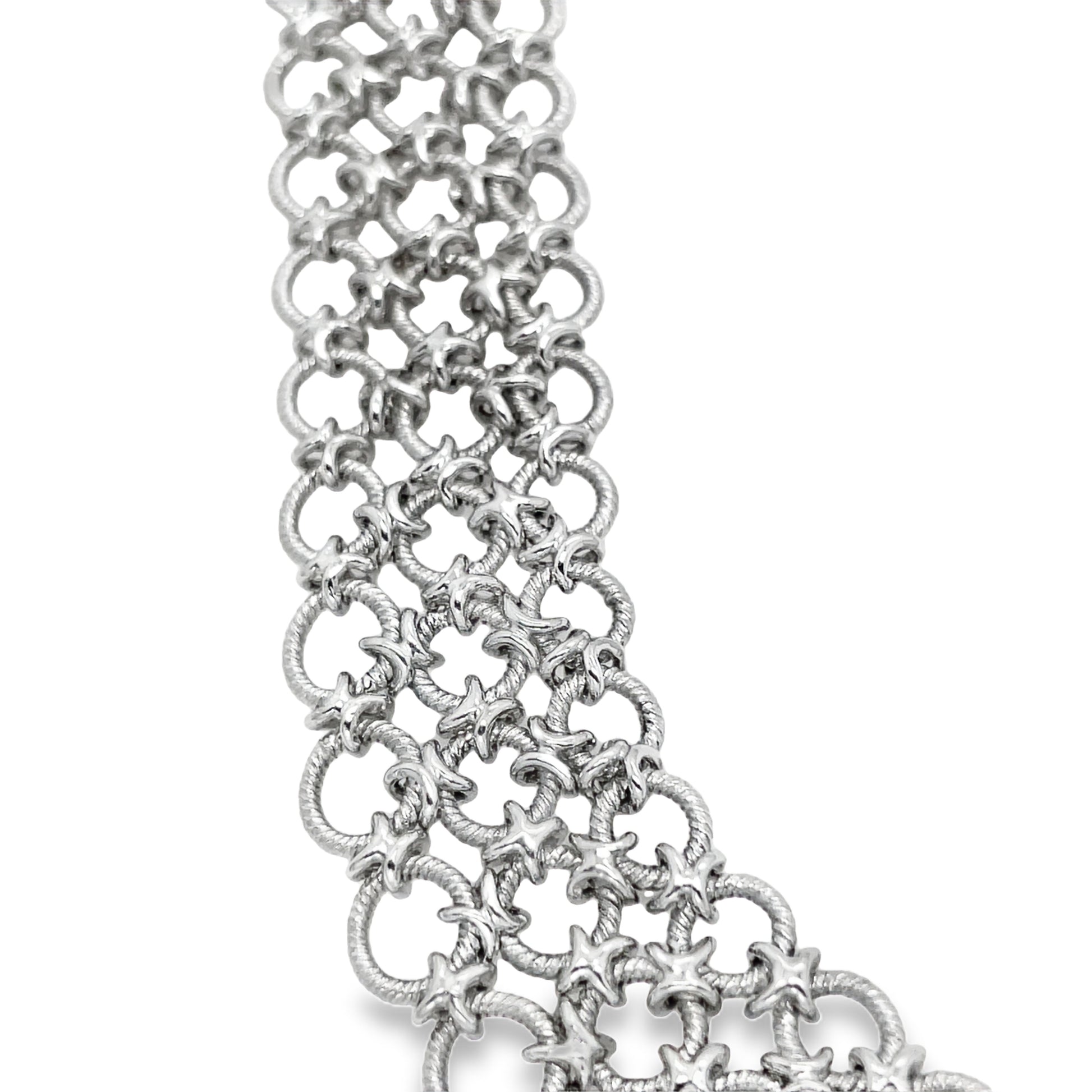 Italian Made Platinum Choker Necklace Top View  Close Up